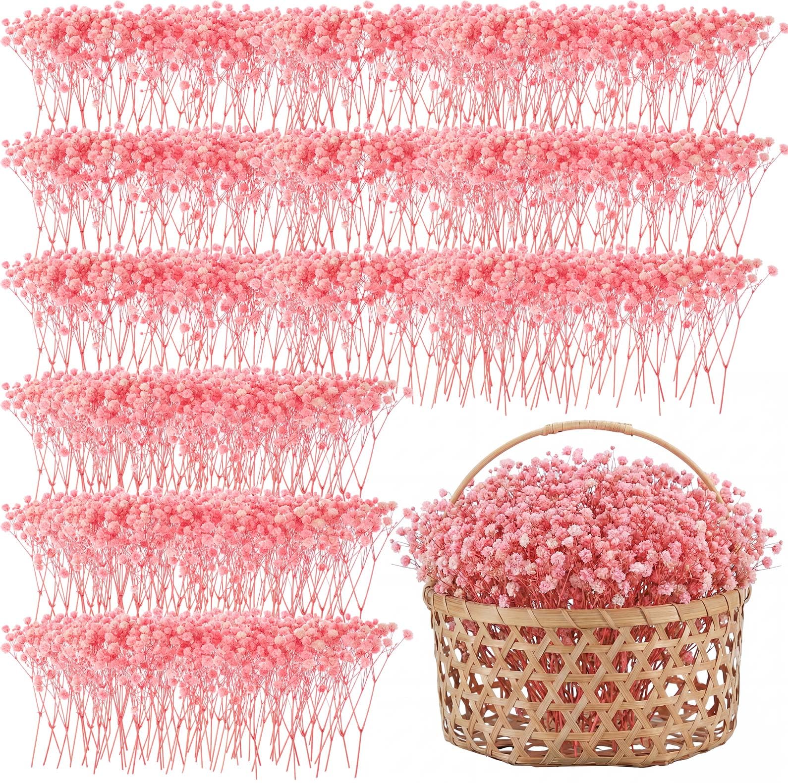 Fumete 100 Pcs Pink Mini Dried Babys Breath Flower DIY Craft Gift