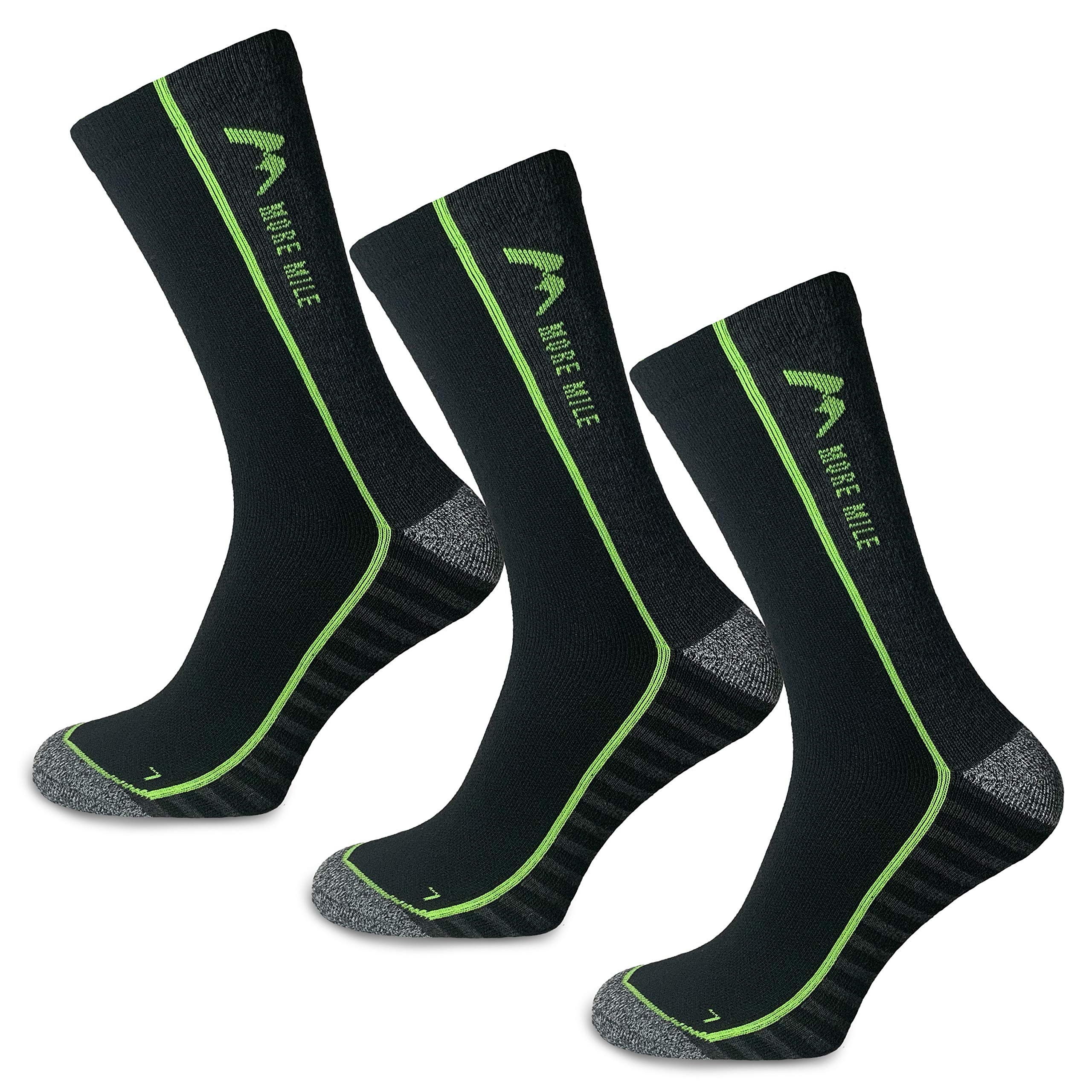 More MileStrive Mid Calf 3 Pack Black Running Socks Cushioned Anti Blister Sports Sock