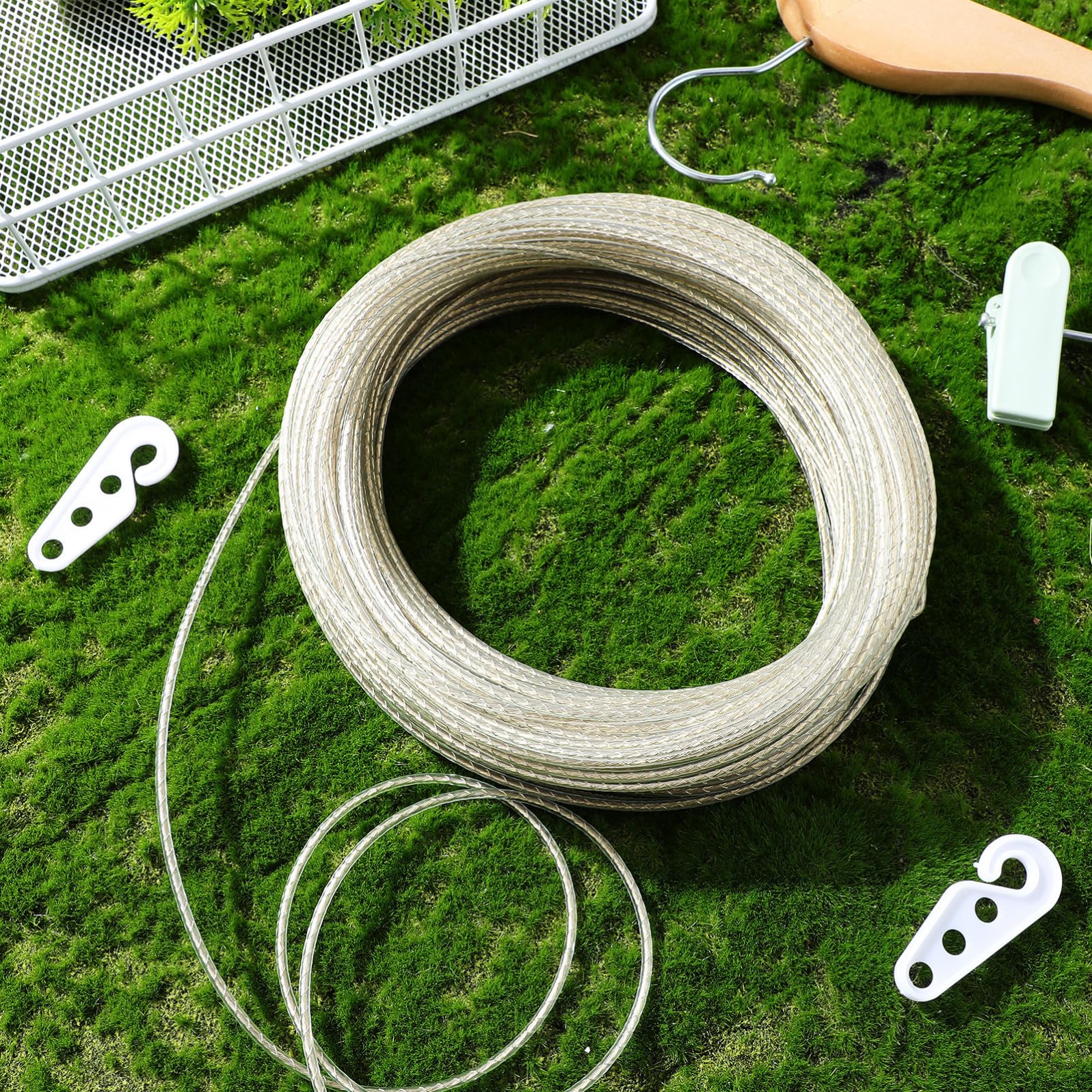 Gadpiparty Corda per Appendere i Vestiti Ultra Resistente Anima in Filo D'acciaio e Rivestimento in Pvc, Antiventosa, Lunghezza Sufficiente per Campeggio e Viaggi All'aperto