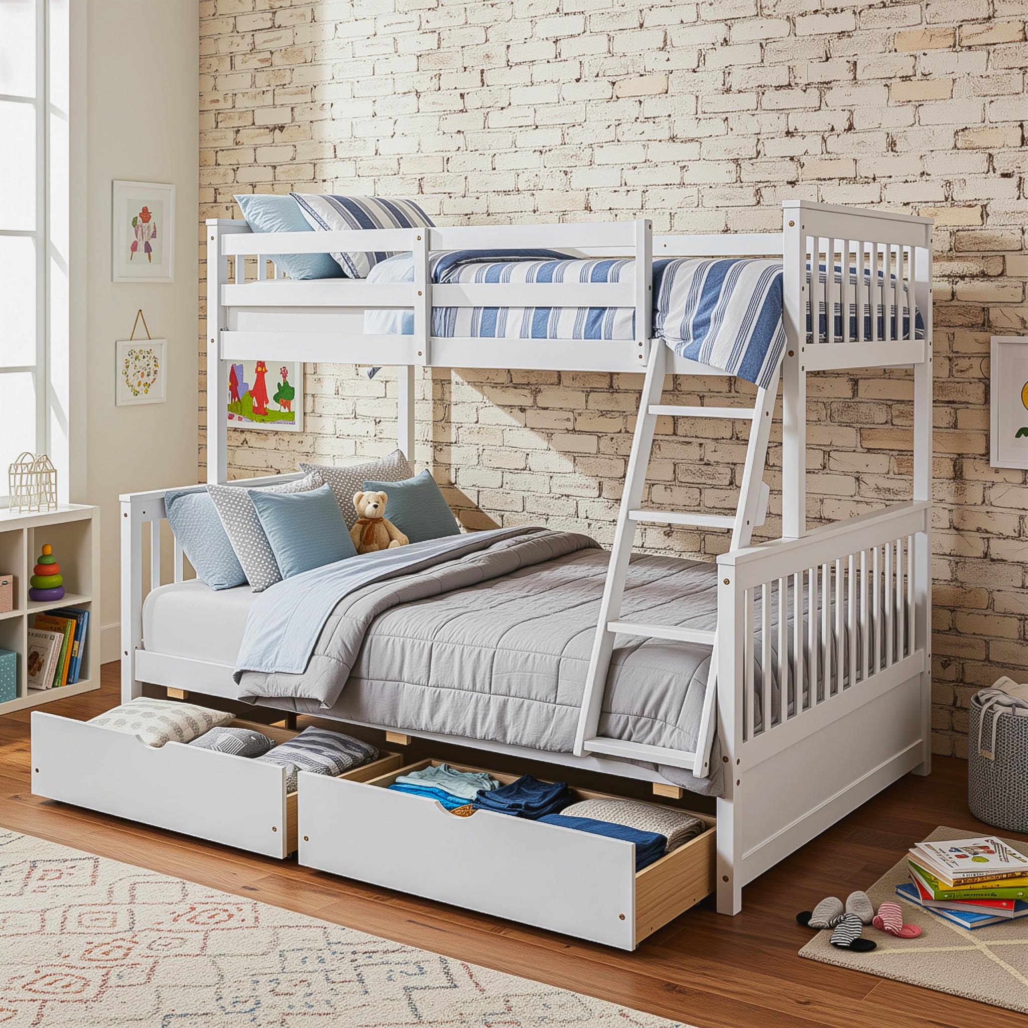 Merax Wood Bunk Bed with Drawers