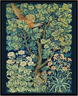 Vintage William Morris Poster - Retro Art Nouveau Print - 8x10 UNFRAMED Wall Art - Gift for Artist, Friend - Cock Pheasant, Tree, Flowers, Botanical - Wall Decor for Living Room, Dorm