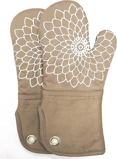Silicone Printing Oven Gloves/Mitts 1 Pair, Heat Resistant to 500 Degree, Non-Slip for Home Kitchen Cooking Barbecue Microwave for Women/Men Machine Washable BBQ