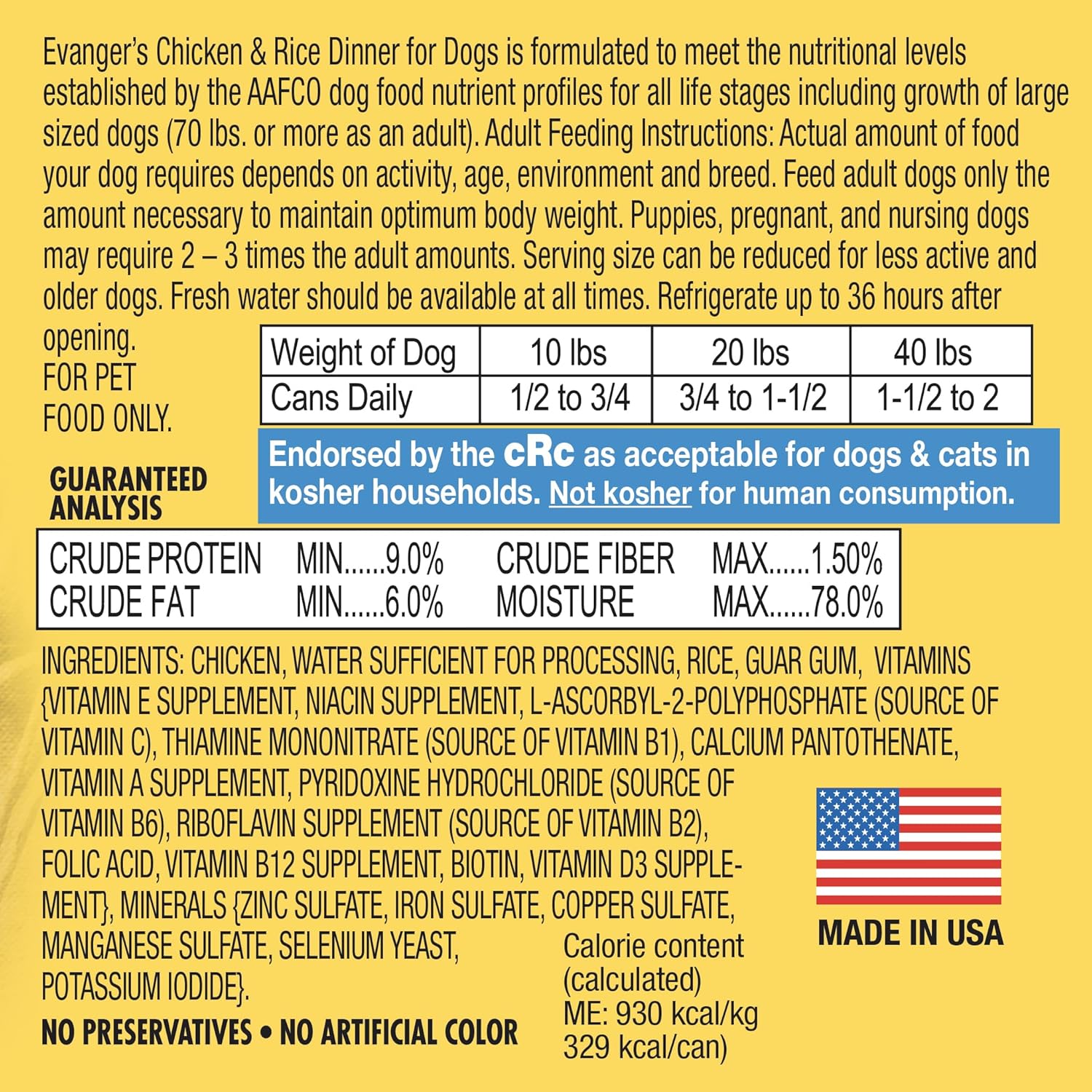 Evanger's Heritage Classic Chicken & Rice Dinner – 12 Count, 20.2 oz Each – Wet Dog Food with Chicken and Rice – Gluten-Free Loaf Style Meal – Complete and Balanced for All Life Stages