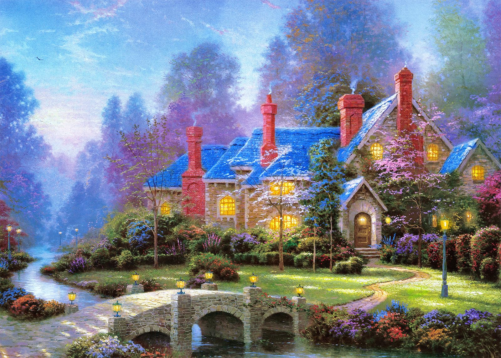 500 Piece Puzzles for Adults Forest Cabin Puzzles for Adults 500 Piece Country Scene Jigsaw Puzzles 500 Pieces Countryside Scenery Oil Painting Puzzle 500 Piece Puzzles for Kids Puzzle 500 Pieces