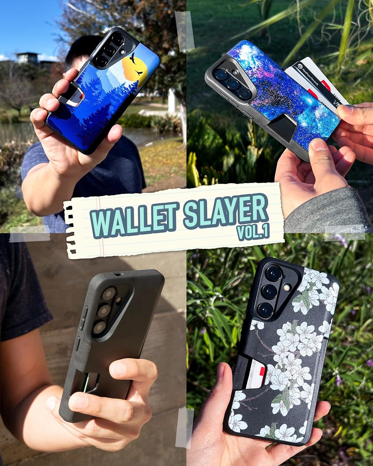 Smartish® Galaxy S24 Wallet Case - Wallet Slayer Vol. 1 [Slim + Protective] Credit Card Holder - Drop Tested Hidden Card Slot Cover Compatible with Samsung Galaxy S24 - Black Tie Affair - Image 6