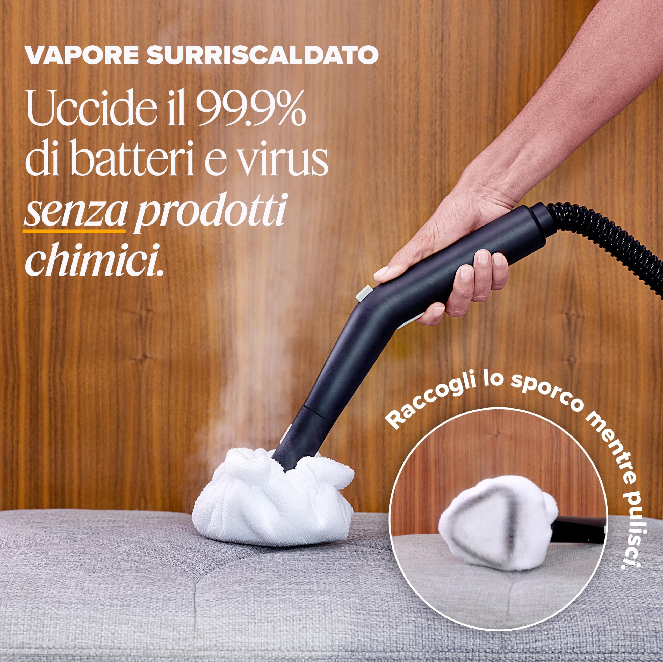 Dupray Neat Pulitore a vapore con Kit 17 Accessori – potente pulitore a vapore multifunzione per casa, pavimenti, fughe, piastrelle, materassi, mobili, finestre, auto e altro