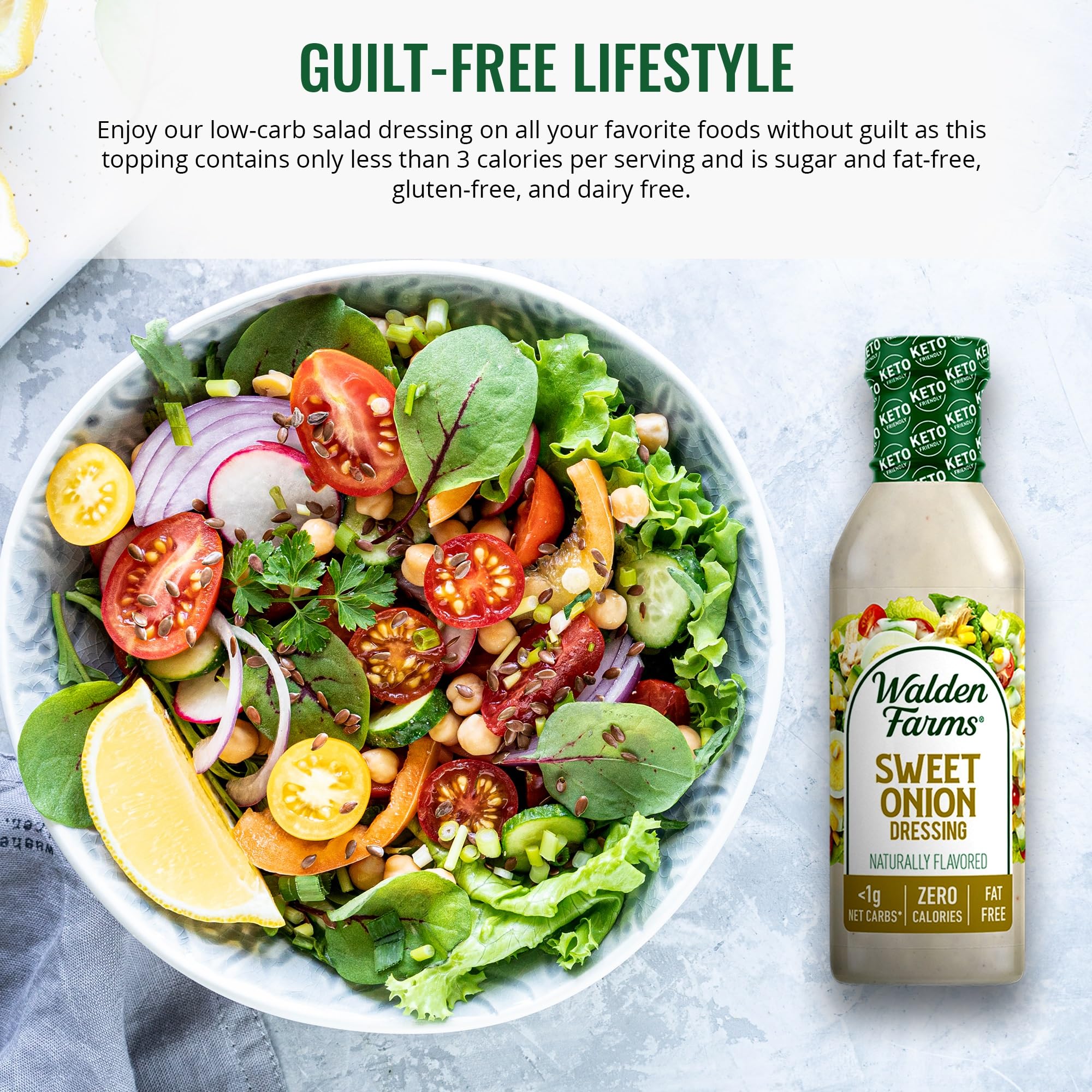 Amazon.com : Walden Farms Sweet Onion Dressing - Low Carb, Calorie-Free,  Gluten-Free, Keto-Friendly, Sugar-Free, Fat-Free, Dairy-Free Sweet Onion  Flavor - 2-Pack, 12 oz Bottles : Grocery & Gourmet Food