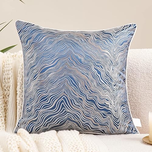 Funda de cojín Avigers cuadrada, de 45x45cm, diseño con bordado a rayas abstractas doradas, funda de cojín decorativa, moderna de lujo, para sofá,