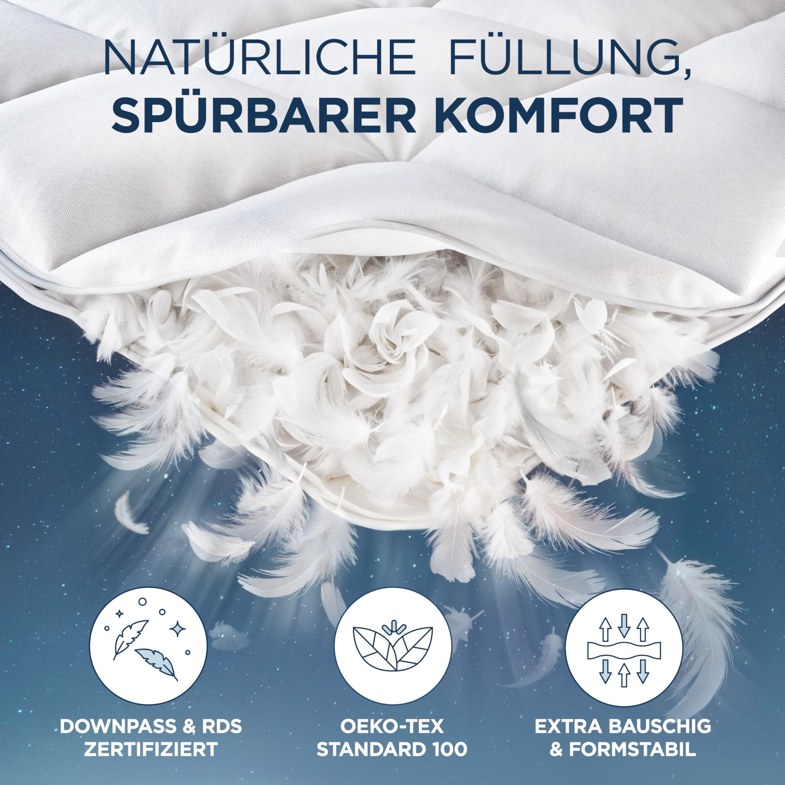 Samthus Feder- und Daunendecke 220x240cm - Oeko-Tex zertifizierte Bettdecke aus weichen Federn und Daunen - Federbettdecke - RDS zertifizierte Sommer & Winterdecke - Duvet - Ganzjahresdecke