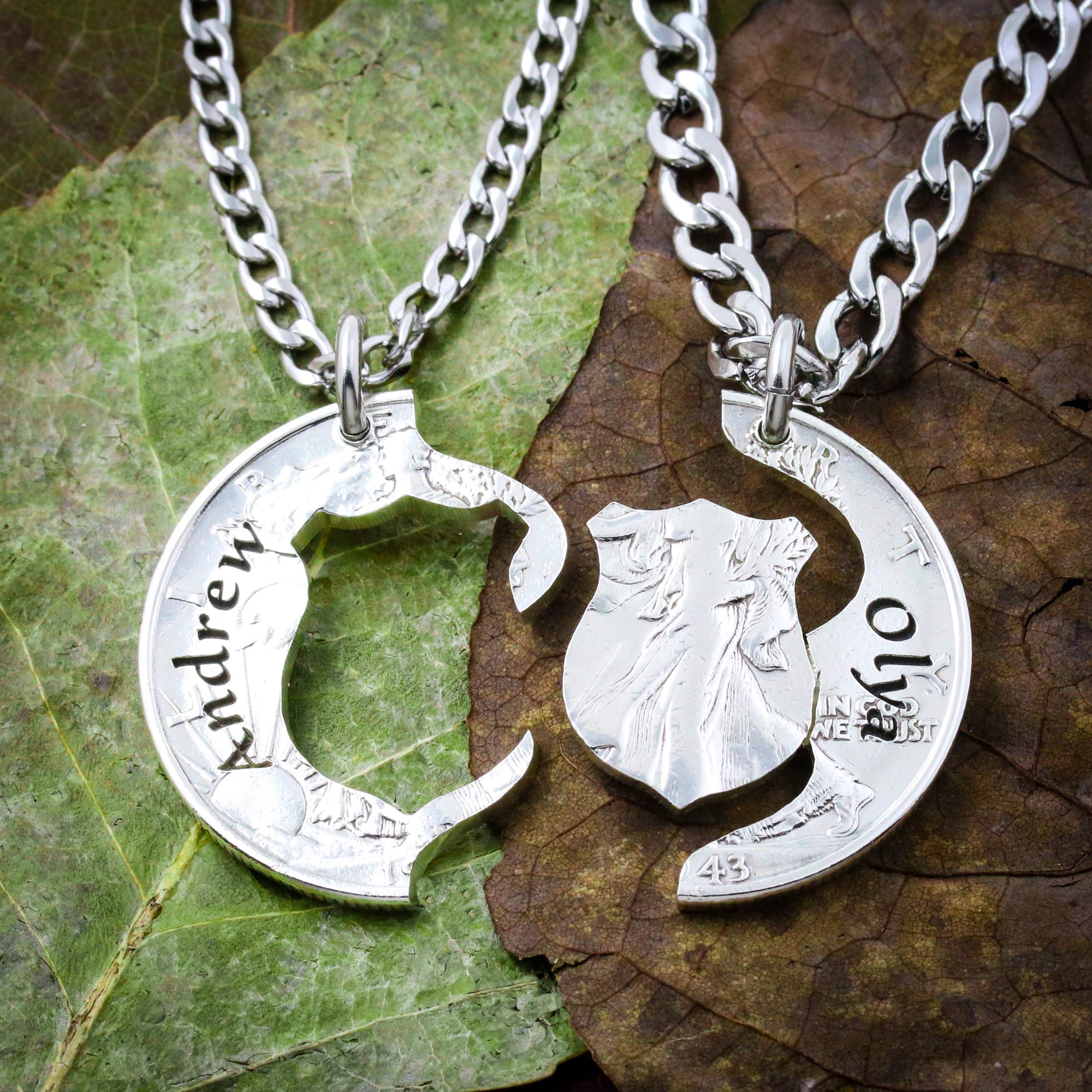 Police Husband Gift Necklaces, Couples Badges Engraved Names, BFF Law  Enforcement Academy Hand cut coin jewelry