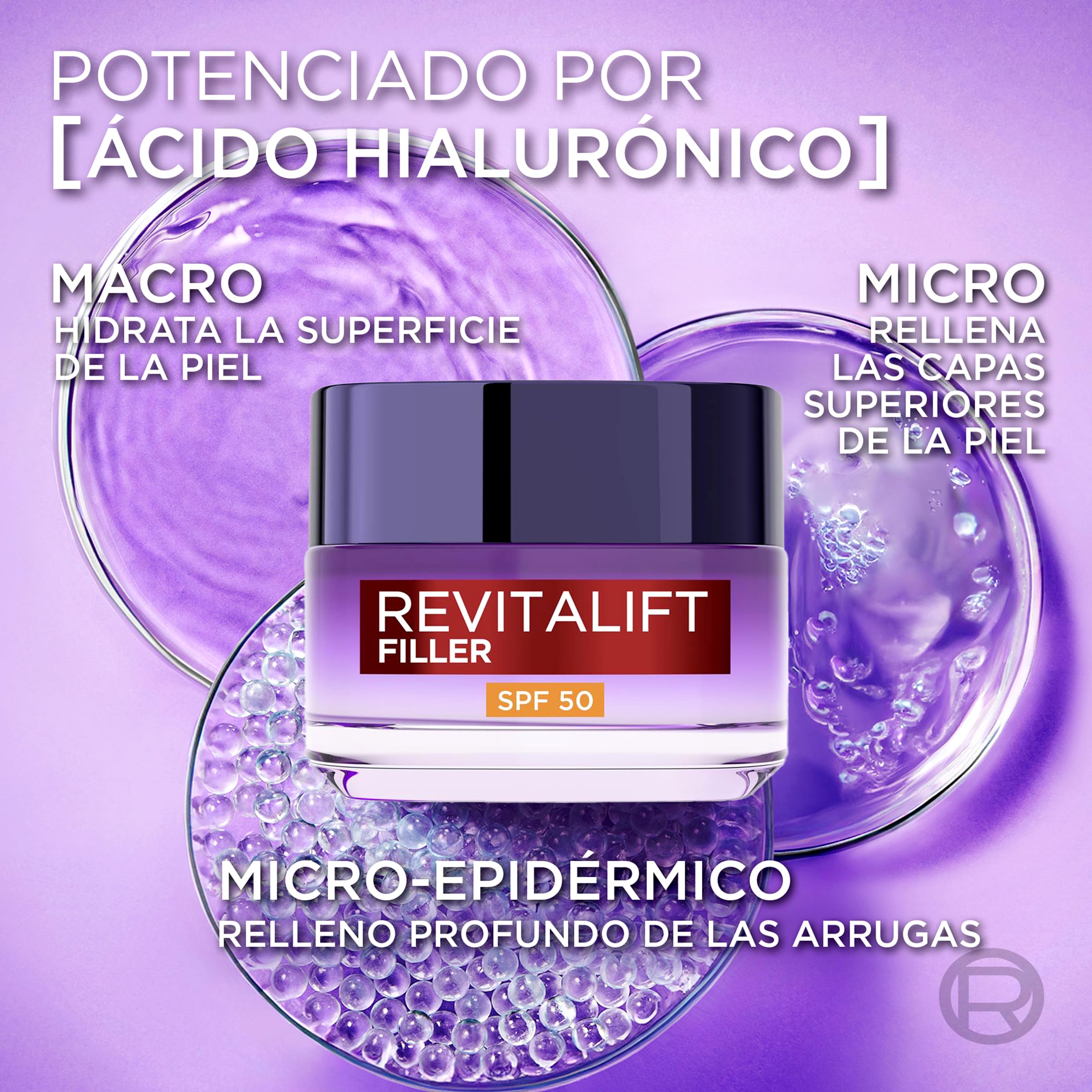 L'Oréal Paris Revitalift Filler Crema de Día Rellenadora con Protección Solar SPF 50, Anti-edad y Anti-arrugas, Con Ácido Hialurónico. Inspirado en Cosmética Coreana. Acabado no graso, 50ml — view 4