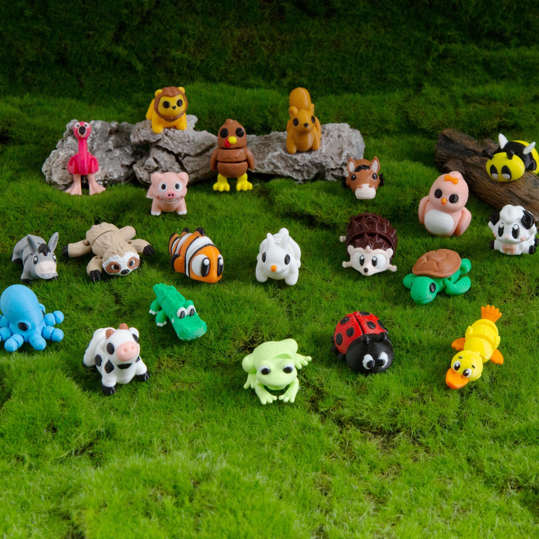 MONJITA 21-częściowy zestaw jajek wielkanocnych z nadrukiem 3D z 21 mini figurkami zwierząt, ruchome, elastyczne zabawki fidget, upominki na imprezę, wypełnienie koszyków wielkanocnych i prezenty dla