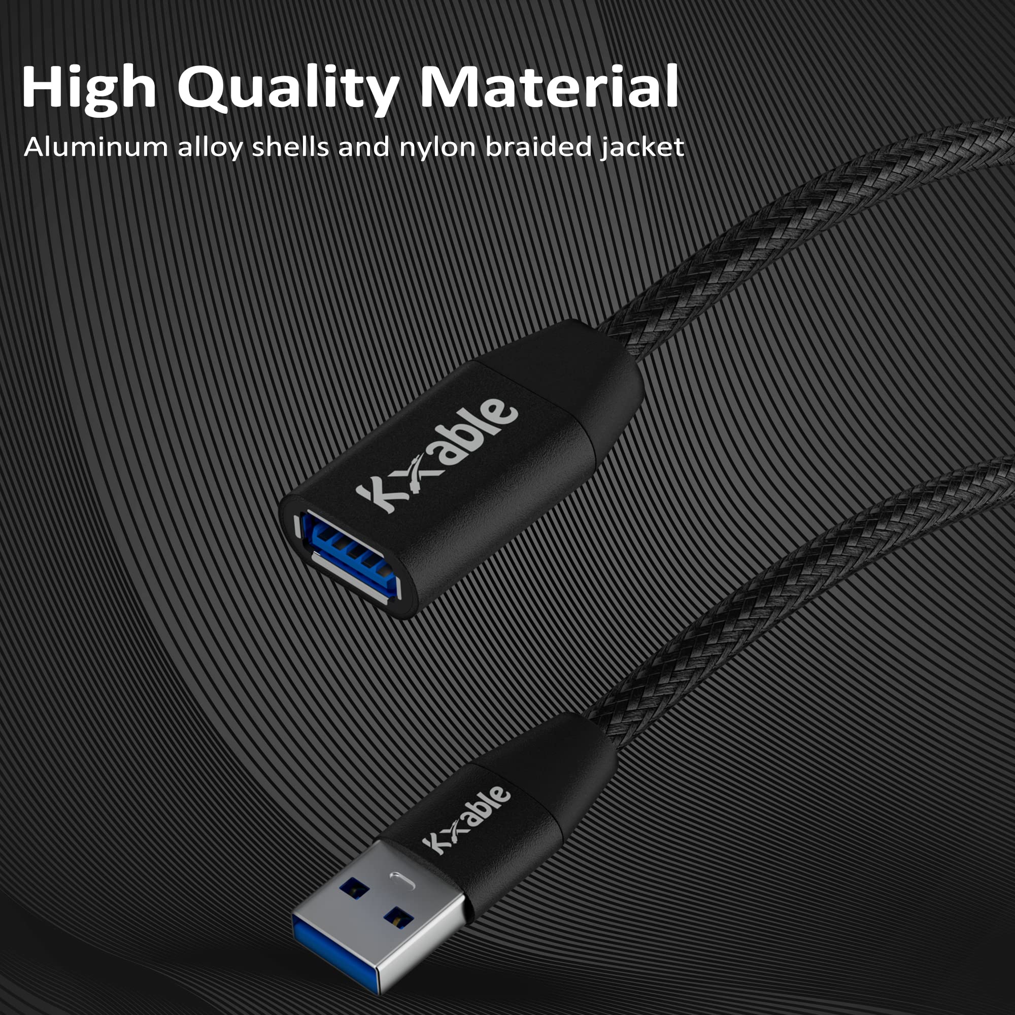USB 3.0 Verlängerungskabel, 3 m, Typ A Stecker auf Buchse, Verlängerungskabel, Nylon geflochten, 5 Gbit/s Datenübertragung, kompatibel mit Webcam, Kamera, USB-Hub, Flash-Laufwerk, Festplatte