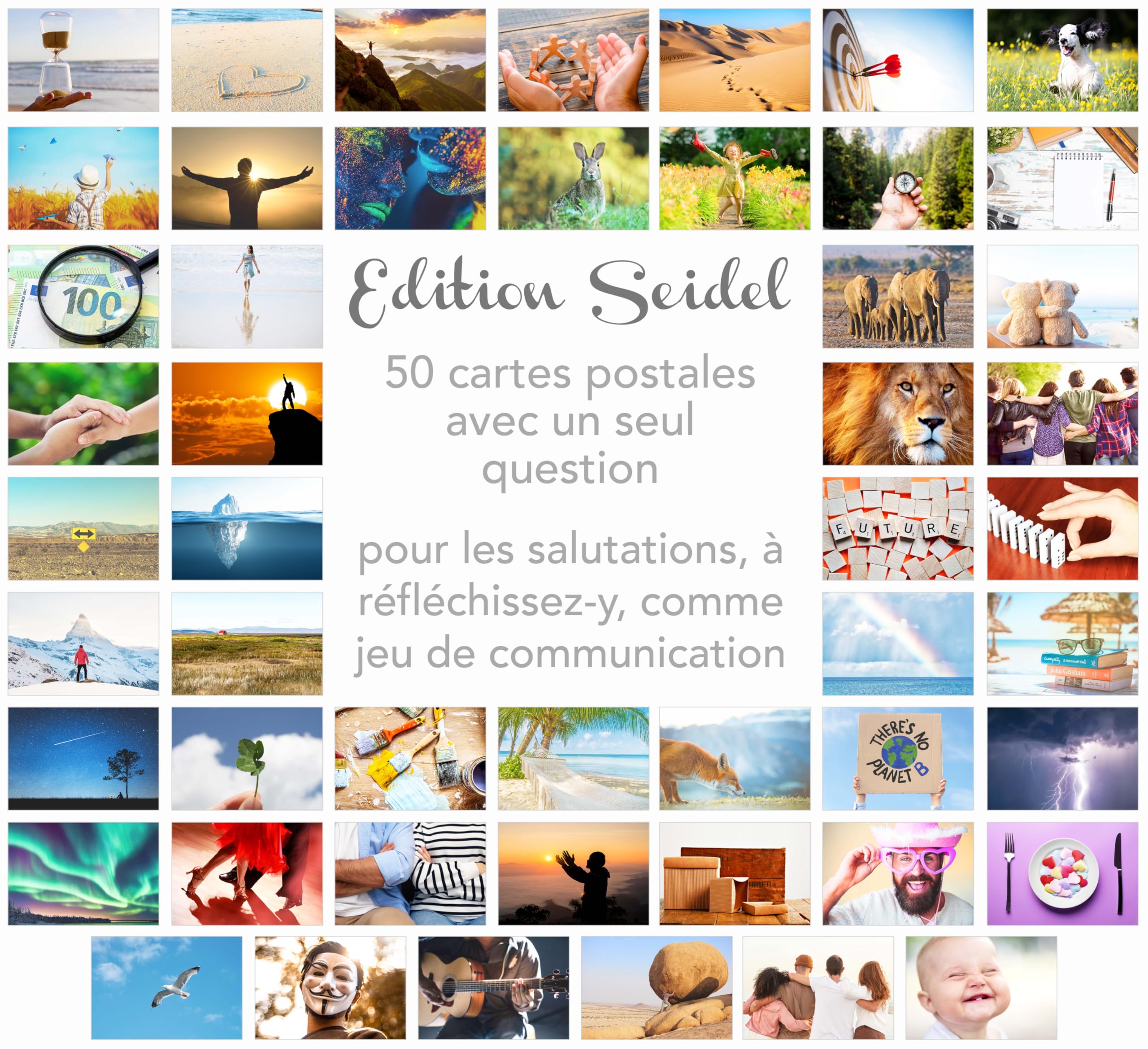 Edition Seidel Lot de 50 cartes postales Premium Cartes de motivation pour formation en communication, jeu de conversation, coaching Outils de coaching Cartes de paysages Nature Cartes sentimentales