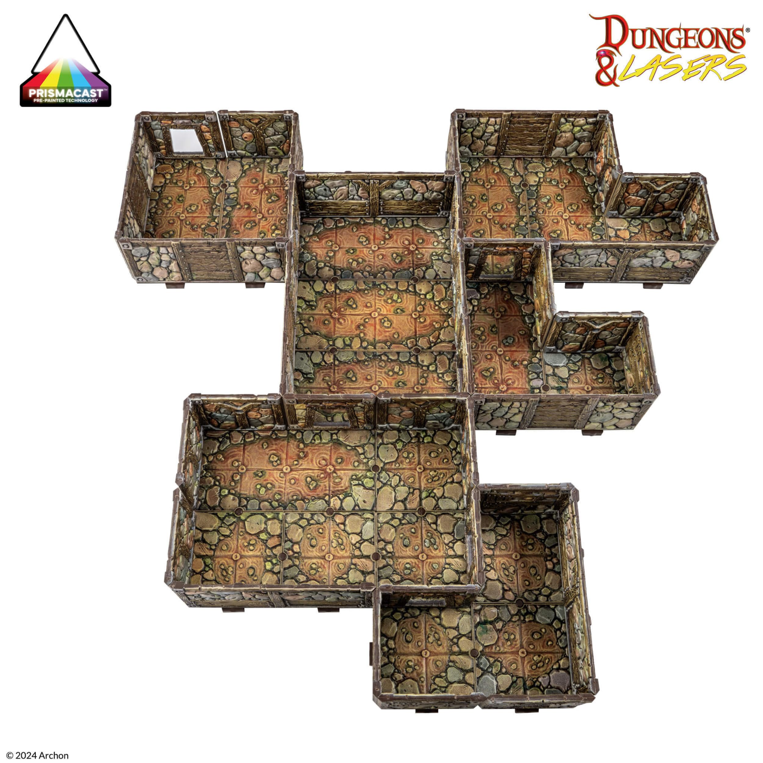 Dungeons & Lasers Set di terreno preverniciato per giochi di ruolo DND e da tavolo, compatibile con miniature in scala da 28 mm-32 mm, design modulare per un montaggio rapido (miniere abbandonate)