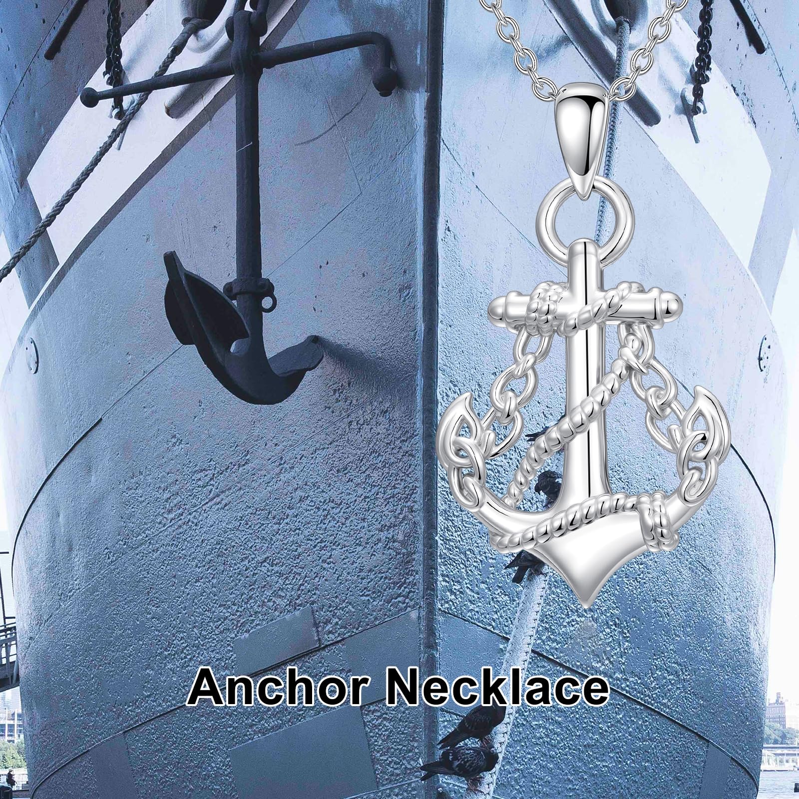 Anker Wellen kette 925er Sterlingsilber Leuchtturm Anhänger Anker Schmuck Geschenke für Männer und Frauen Abschlussgeschenke