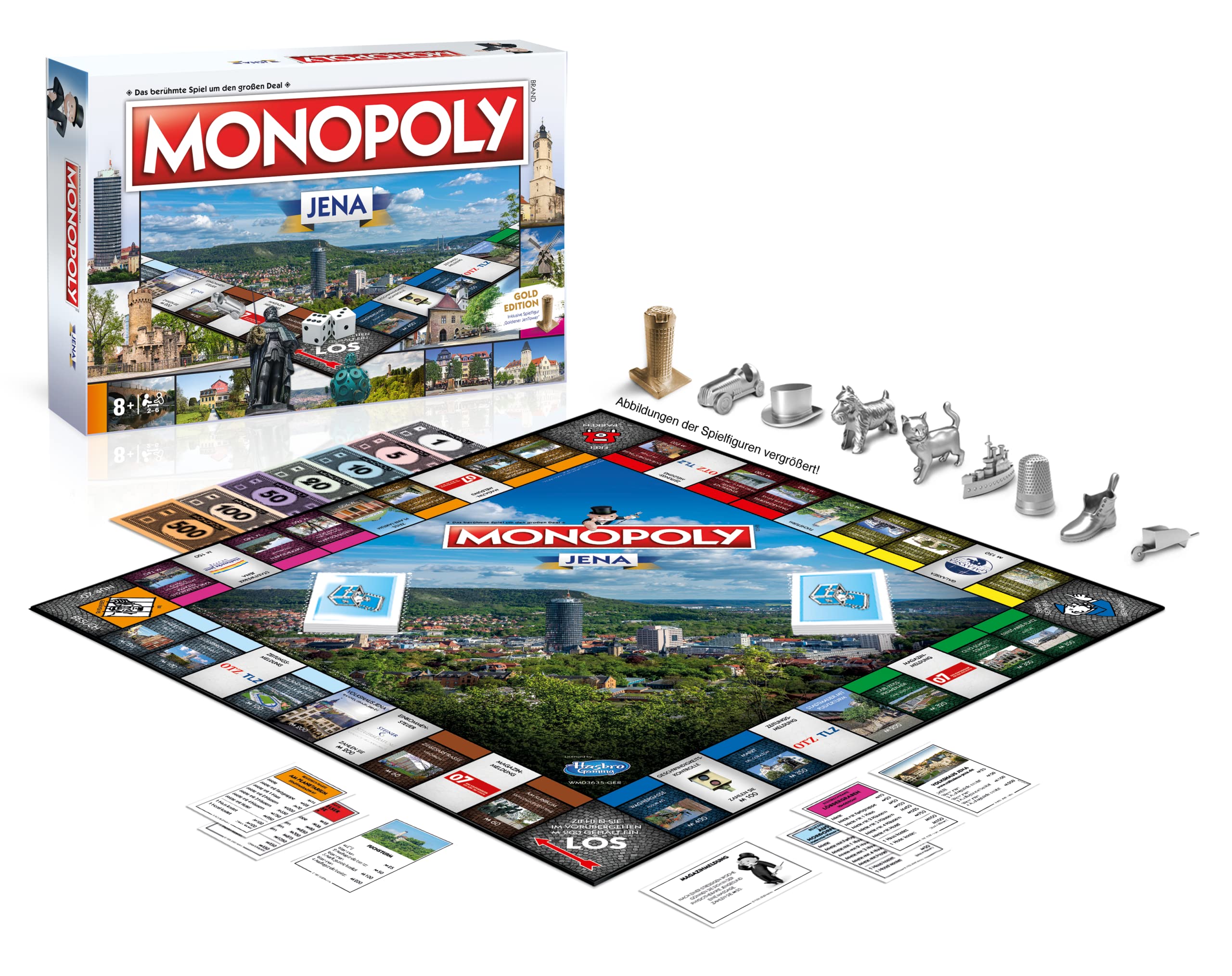 Monopoly JENA Einzelstück – Städte-Edition Brettspiel mit Jentower, Wagnergasse & Fuchsturm – Familienspiel & Souvenir für JENA-Fans – Geschenkidee für Studierende & Sammler – ab 8 Jahren