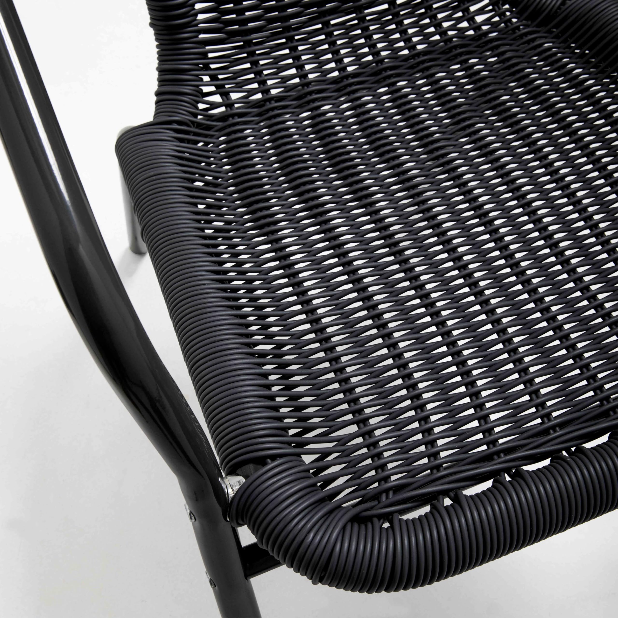 Oviala Lot de 4 fauteuils de Jardin Aluminium et résine Noir