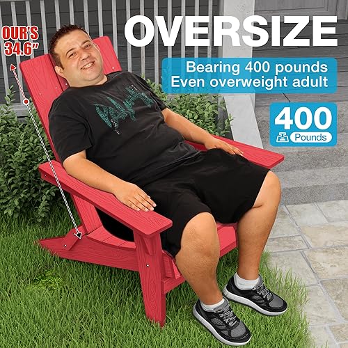 Miniatura 4 de YEFU Silla Adirondack plegable moderna de plástico, 1s ampliaralmacenar actualización desbloqueada, resistente a la intemperie, sillas de madera de