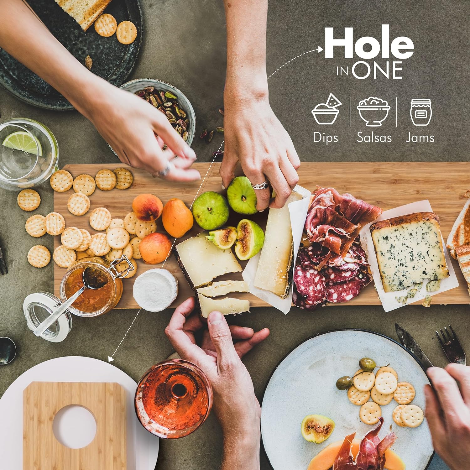 Extra Large Charcuterie Board, 31x8 inch Bamboo Serving Platter, Long Cheese Board with Dip Bowl Hole, Ideal for Meat, Cheese, Appetizers & Party Food, Easy to Clean - Bamboo Home Life - Image 2