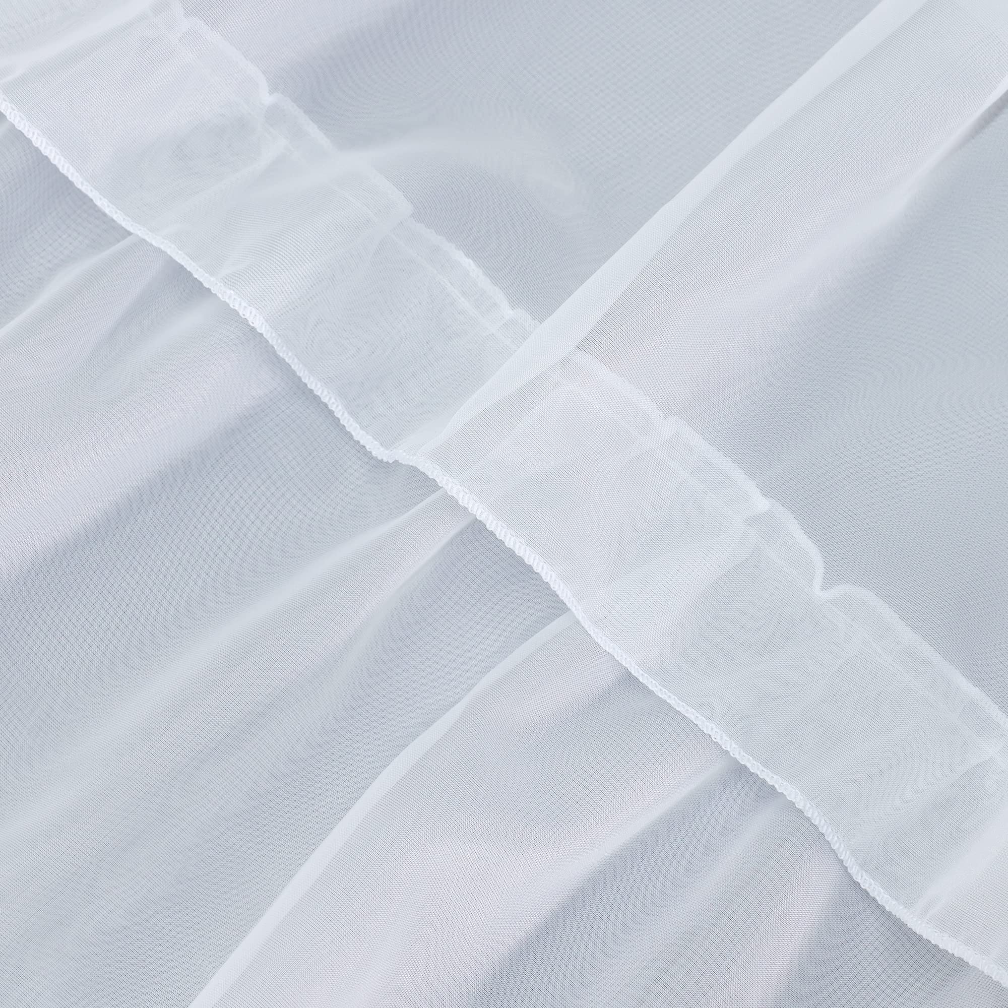 HongYa 1 Stück Voile Gardine Schal mit Rüschen Halbtransparenter Vorhang Tunnelzug Einfarbiger Fensterschal H/B 245/140 cm Weiß