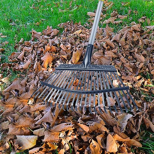 Miniatura 9 de Stanew Juego de rastrillo de hojas de jardín de 65 pulgadas, rastrillo ajustable de mango largo, rastrillo de metal resistente, rastrillos de jardín