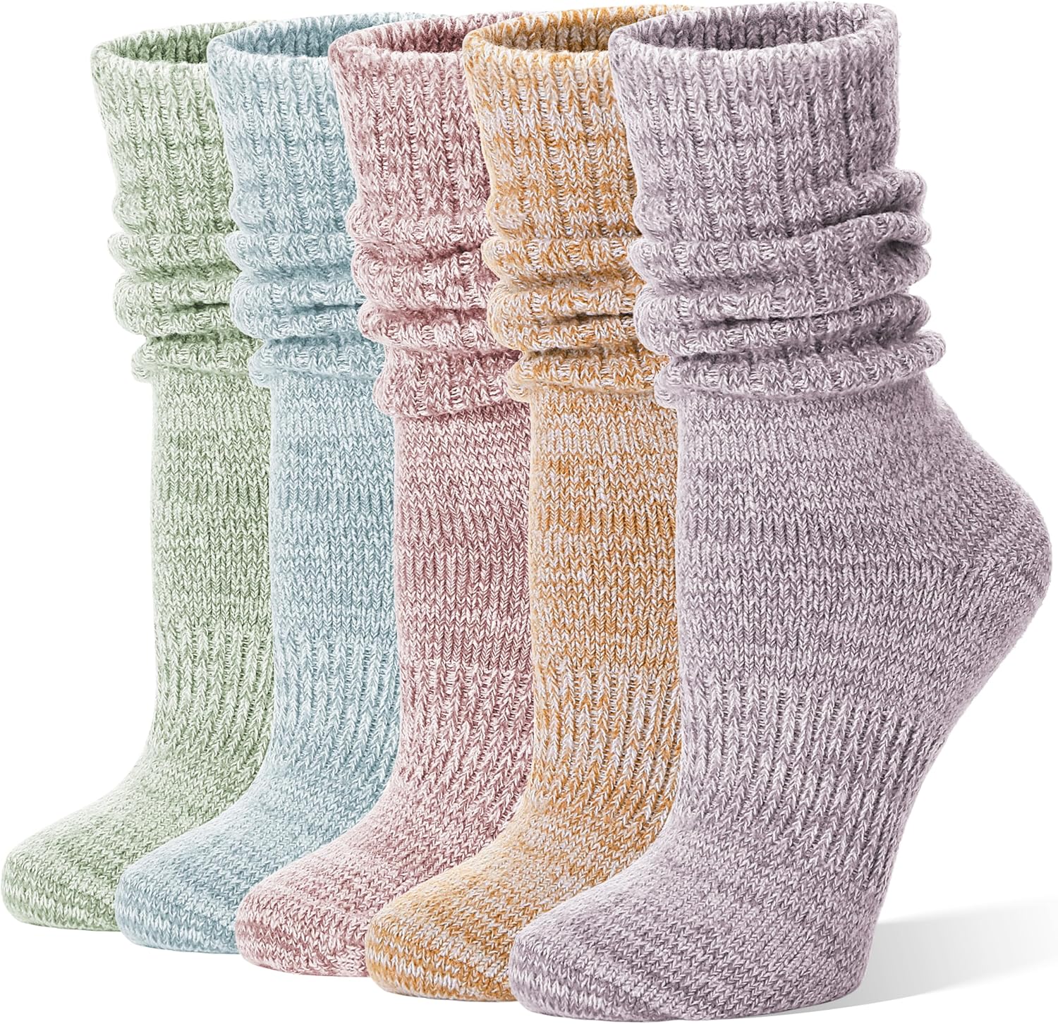 Womens Slouchy Boot Socks Winter Warm Cozy Slouch Scrunch Fuzzy Fluffy Crew Socks 5 Pairs