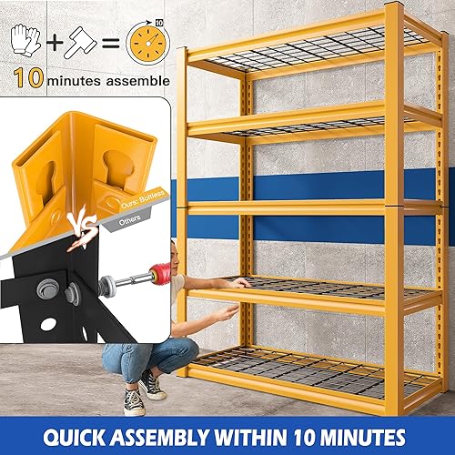 Miniatura 5 de REIBII Estantería de garaje de 40 pulgadas de ancho, estantes de almacenamiento de garaje de 72 pulgadas de alto, estantes de almacenamiento de