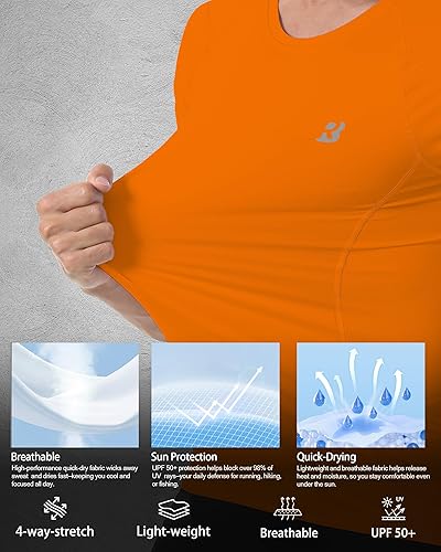 Miniatura 5 de Roadbox Camiseta de compresión para hombre, manga corta, capa base de fútbol atlético, de secado fresco, camisetas de entrenamiento para correr,