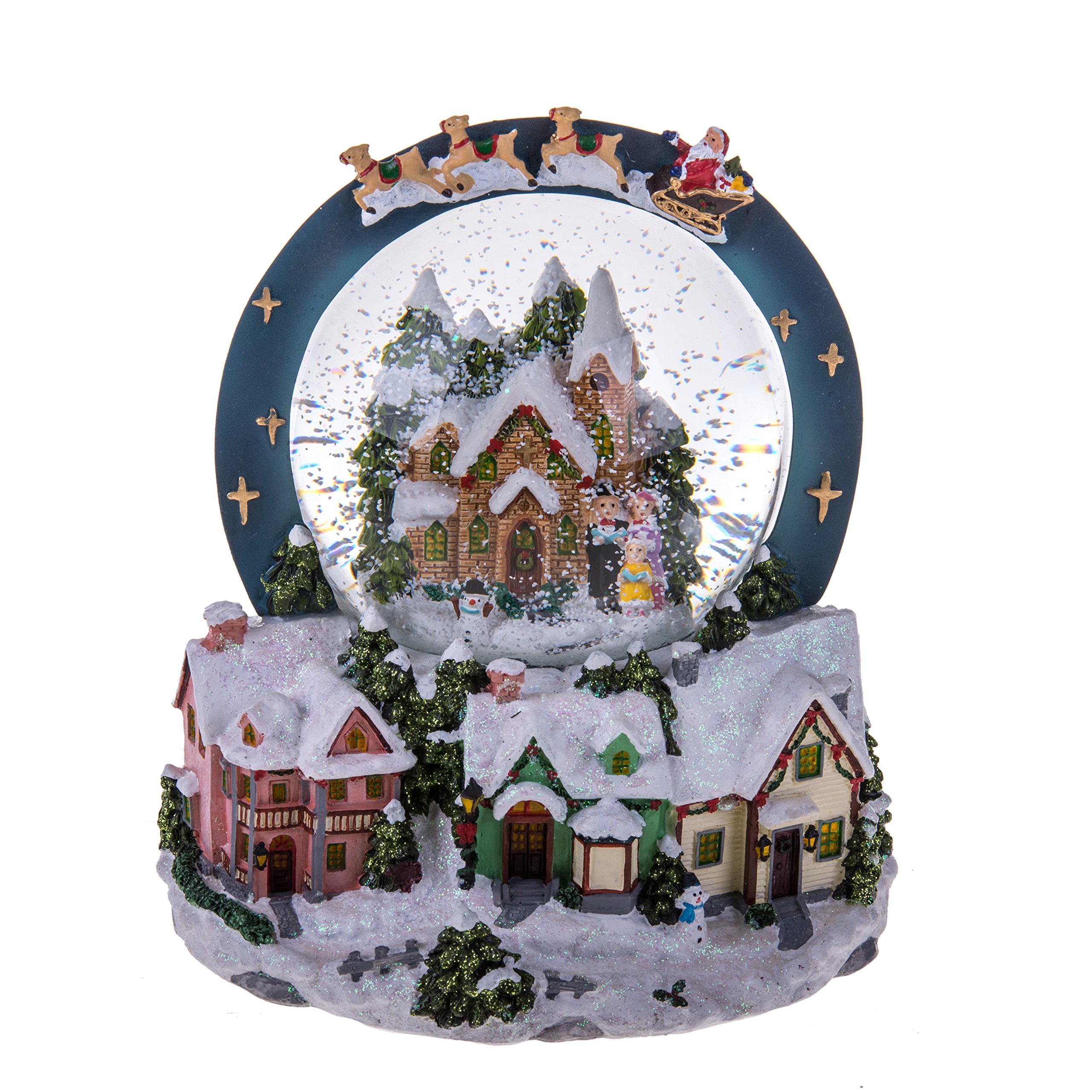 XSD136_01 Sfera con Neve Luci, Plastica, Bianco, 17.5x17x20 cm