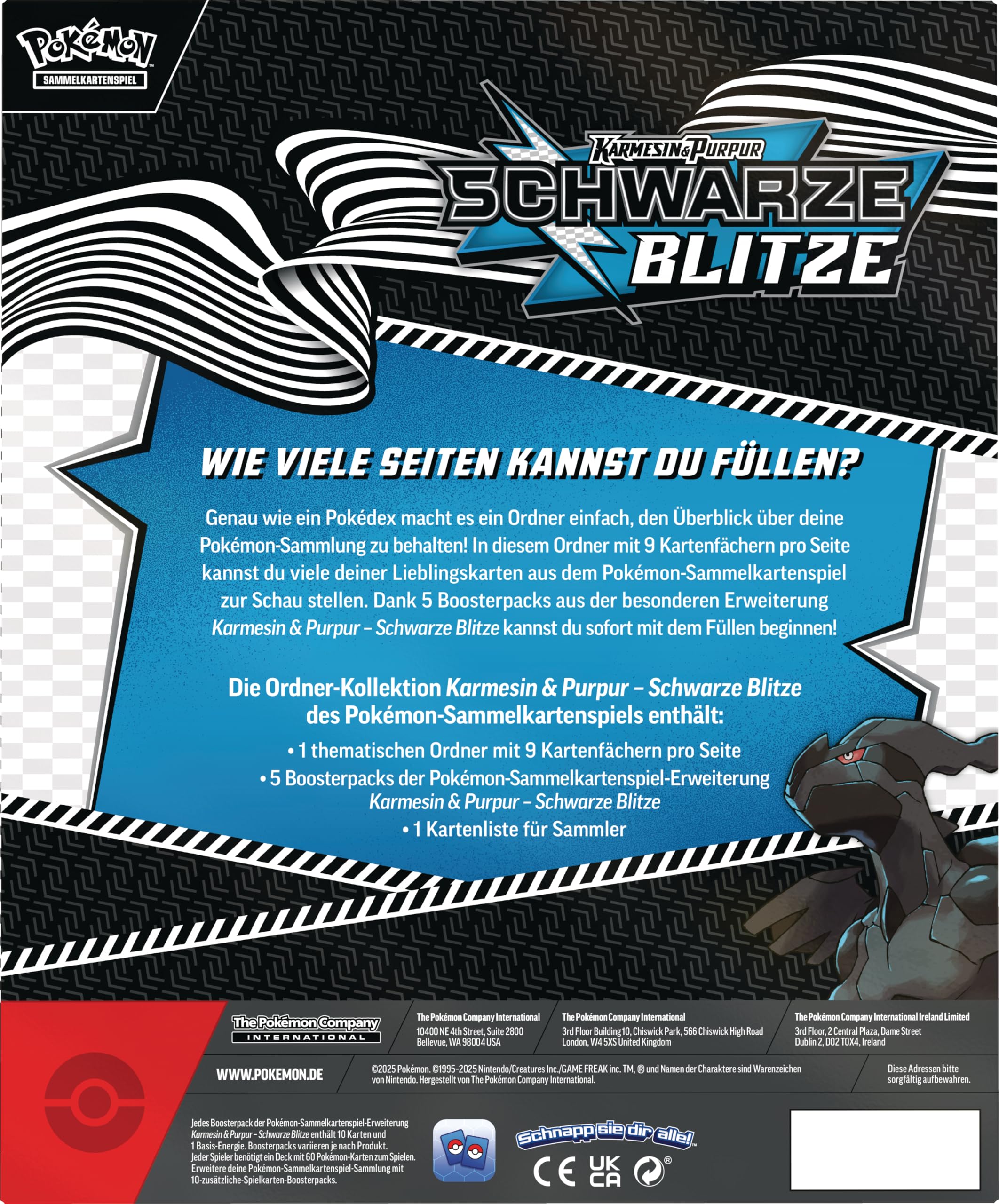 Pokémon-Sammelkartenspiel: Ordner-Kollektion Karmesin & Purpur – Schwarze Blitze (Zekrom-Ordner & 5 Boosterpacks)