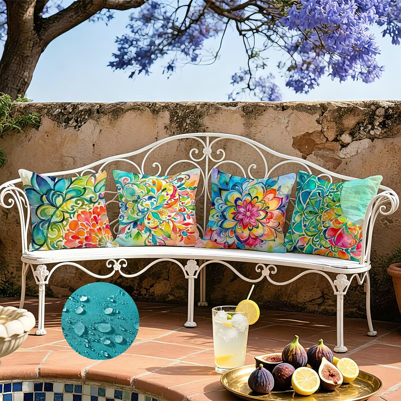 Cojines Exterior Vistoso Funda Almohada 45x45cm Juego de 4, Cod-420