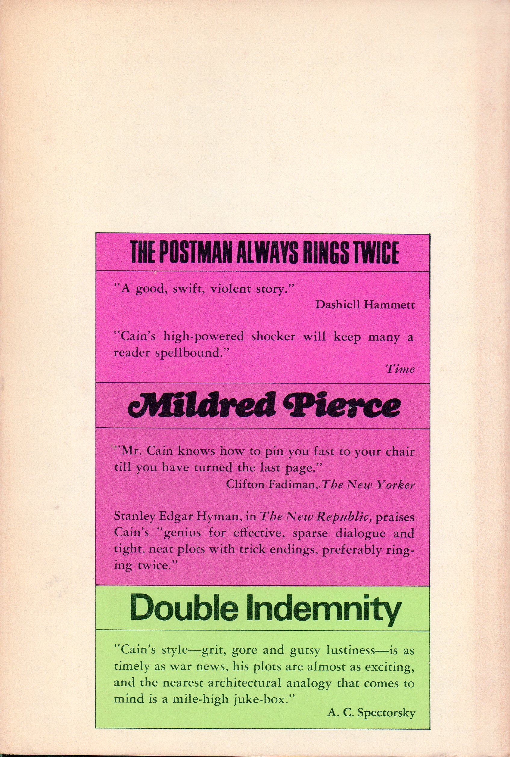 Cain X 3: Three Famous Novels: The Postman Always Rings Twice, Mildred Pierce, Double Indemnity [Hardcover] - PT01