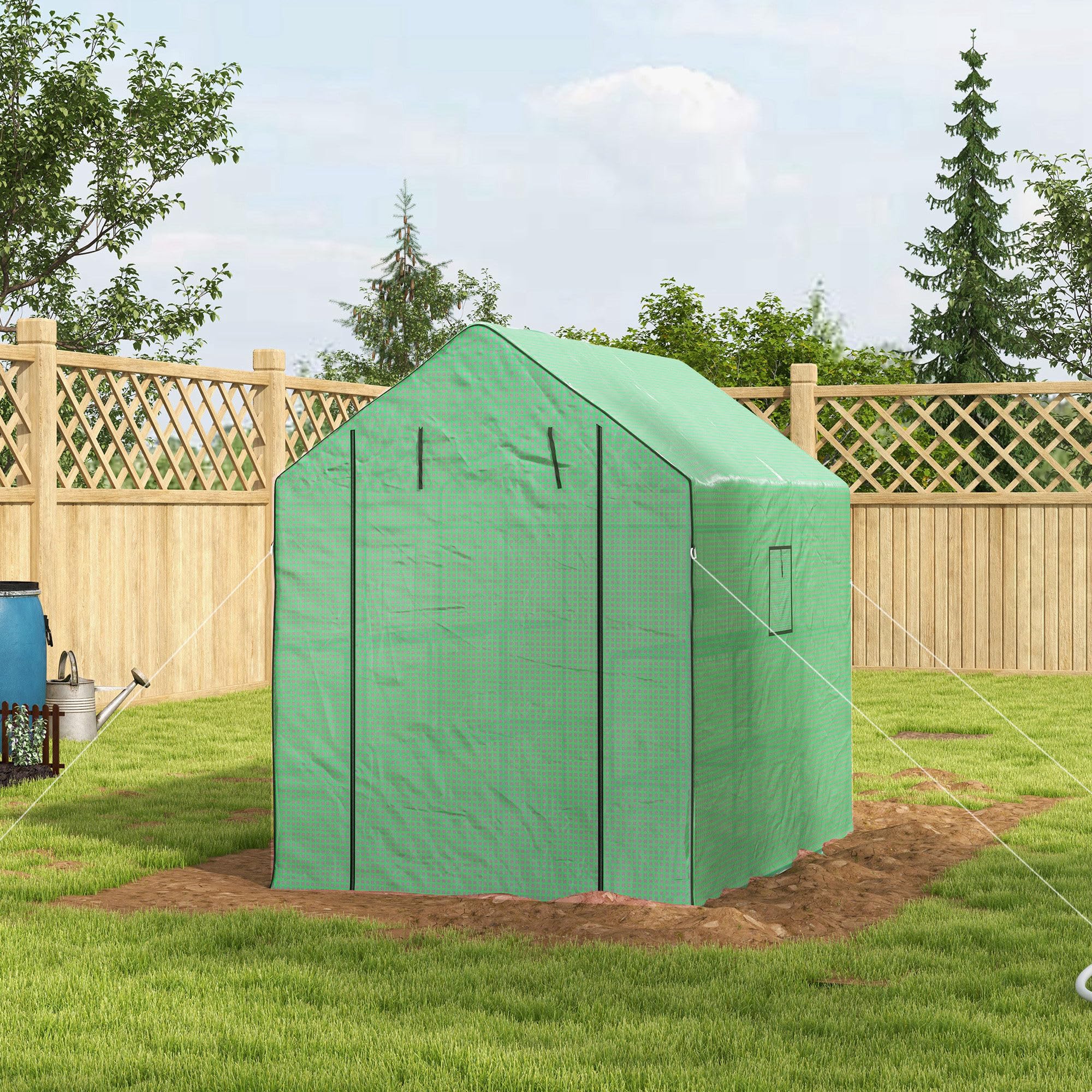 Outsunny Serre avec accès 3 Niveaux 12 étagères 140 x 213 x 190 cm Vert