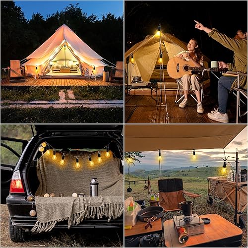 Miniatura 6 de Linterna LED portátil recargable para camping, paquete de 2 lámparas de tienda de campaña con gancho de clip, accesorios esenciales para tienda de