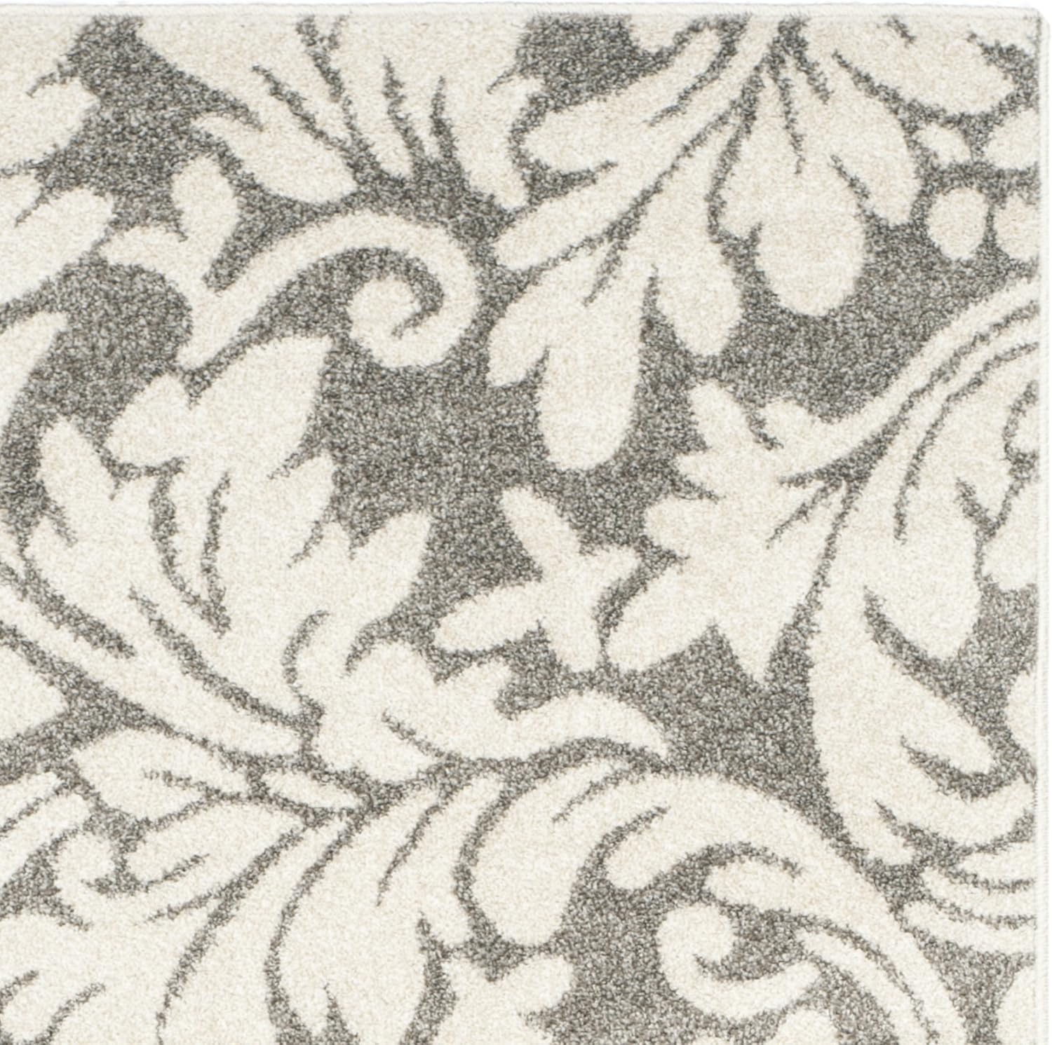 SAFAVIEH Amherst Collection Runner Rug - 2'3" x 9', Dark Grey & Beige, Floral Design, Non-Shedding & Easy Care, Ideal for High Traffic Areas in Living Room, Bedroom (AMT425R)