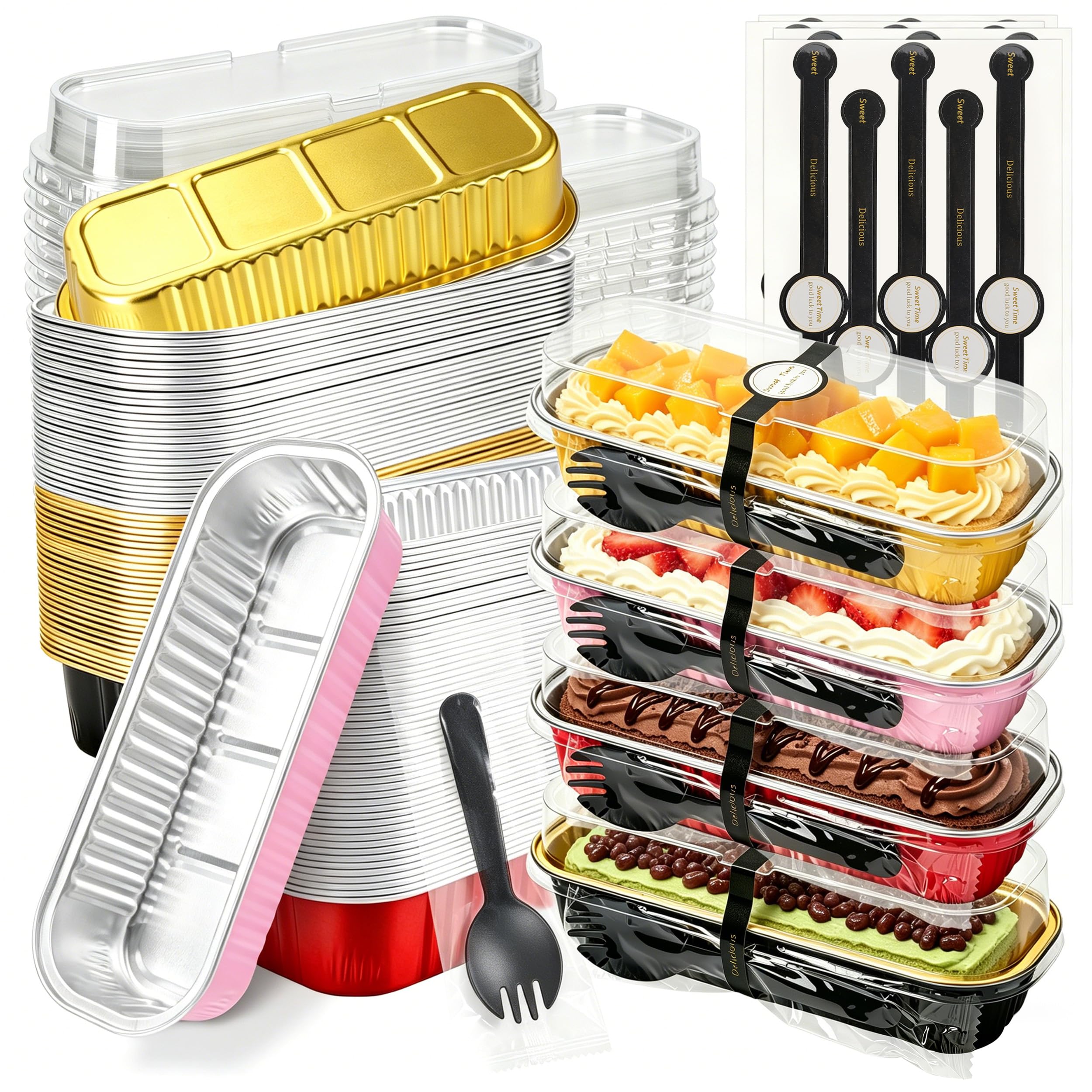 NPLUX Halloween Aluminum Pans, 6.8oz 100 Pack Assorted for Batch Baking