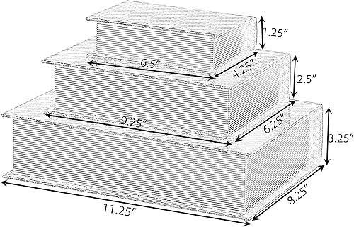 Miniatura 4 de Juego de 3 cajas decorativas de terciopelo de madera antigua clásica para libros