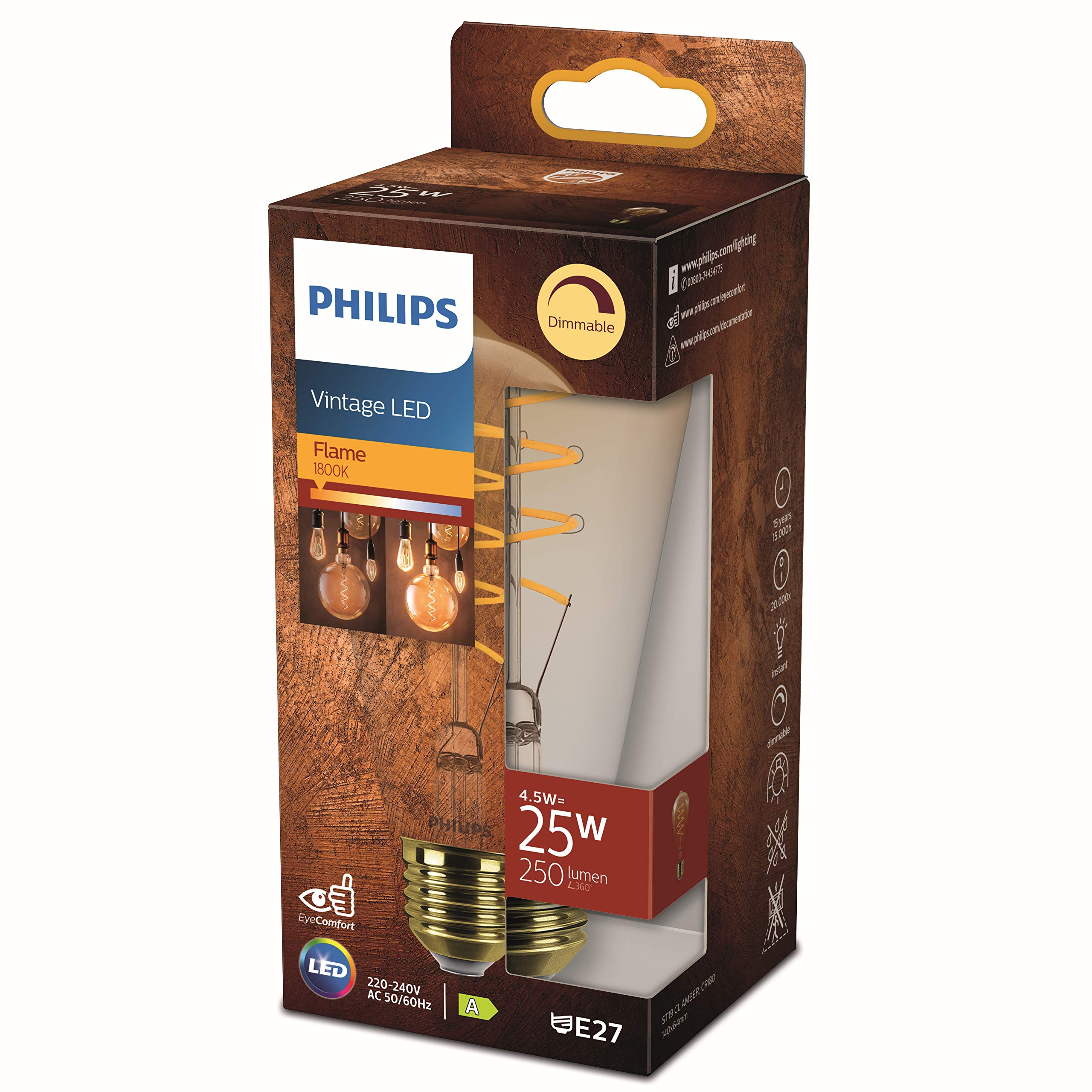 Philips LED lamp E27 | Edison ST64 | Vintage | Goud | 2200K | Dimbaar 5.8W (50W) Philips