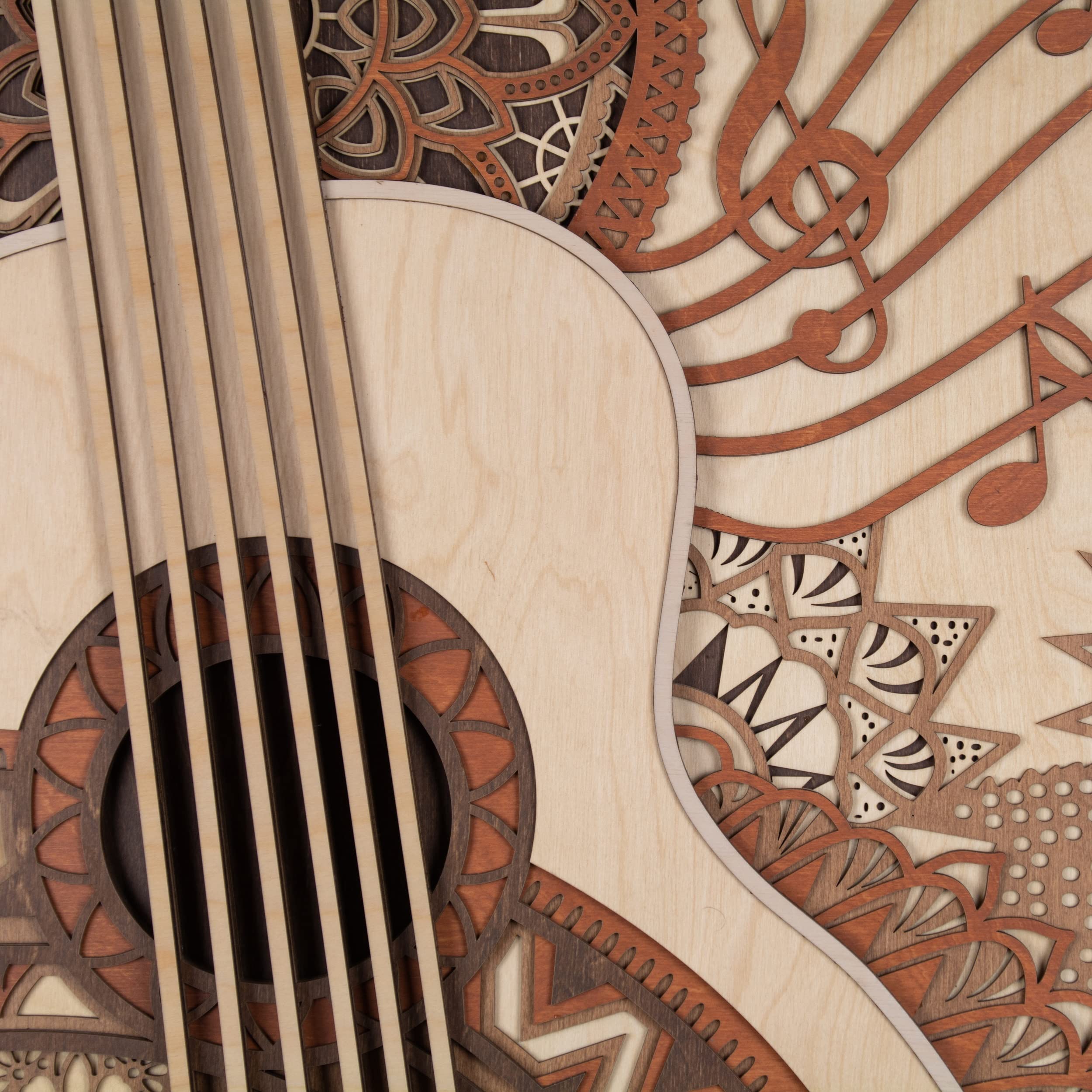 Wooden Art Studio Acoustic Guitar Multi Layer Mandala | 800 x 605