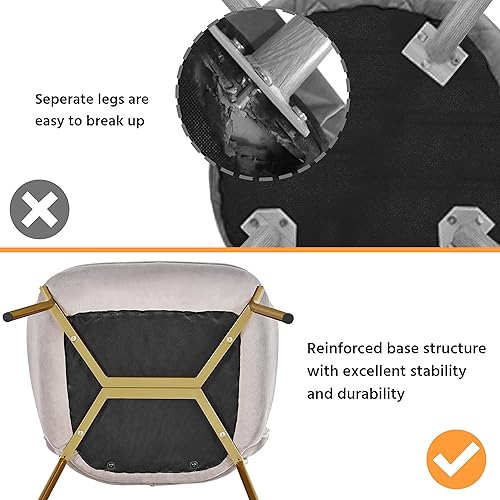 Miniatura 6 de Yaheetech Silla decorativa de tela de terciopelo tapizada para sala de estar, sillón de ocio con patas mentales doradas, sillas de sofá copetudas