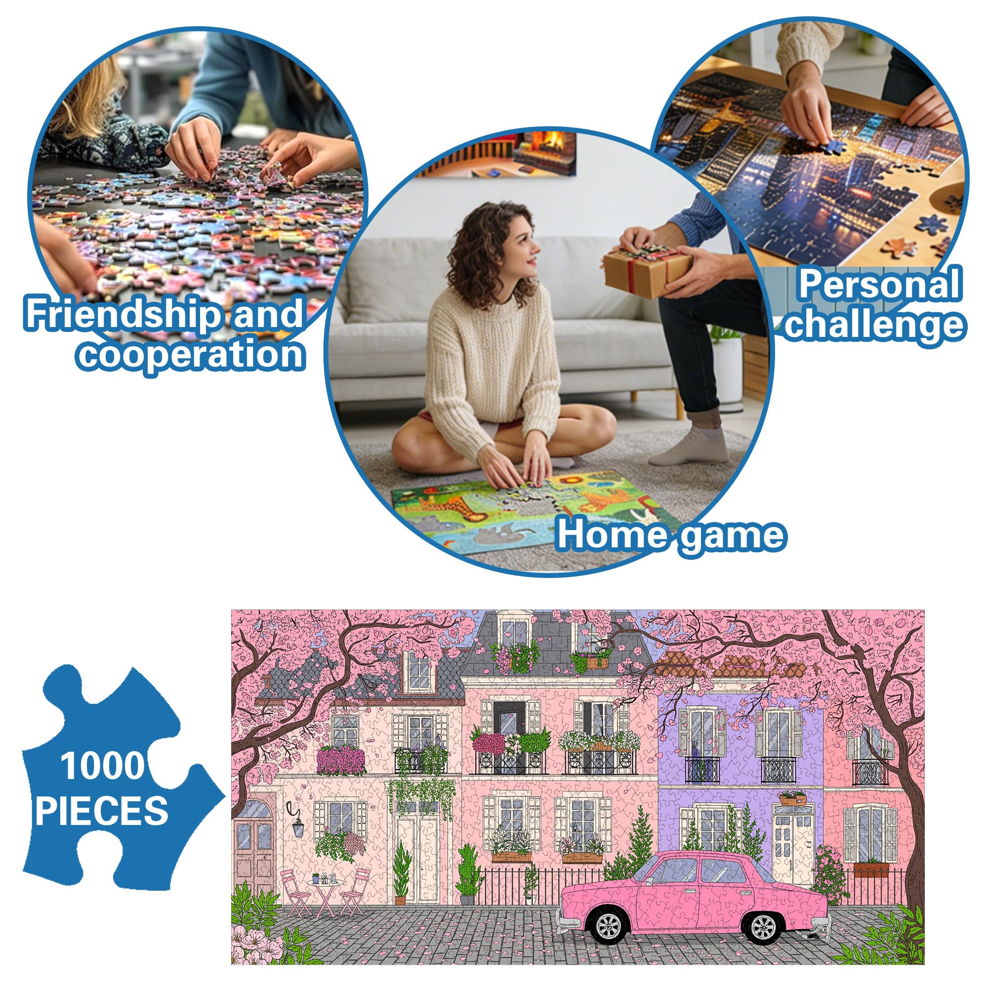 Pavemlo Puzzle 1000 Piezas para Adultos Santorini - 41x80 cm Rompecabezas de Forma Especial Puzzles | Desafío Imposible | Decoración para Hogar Amantes de los Puzzles