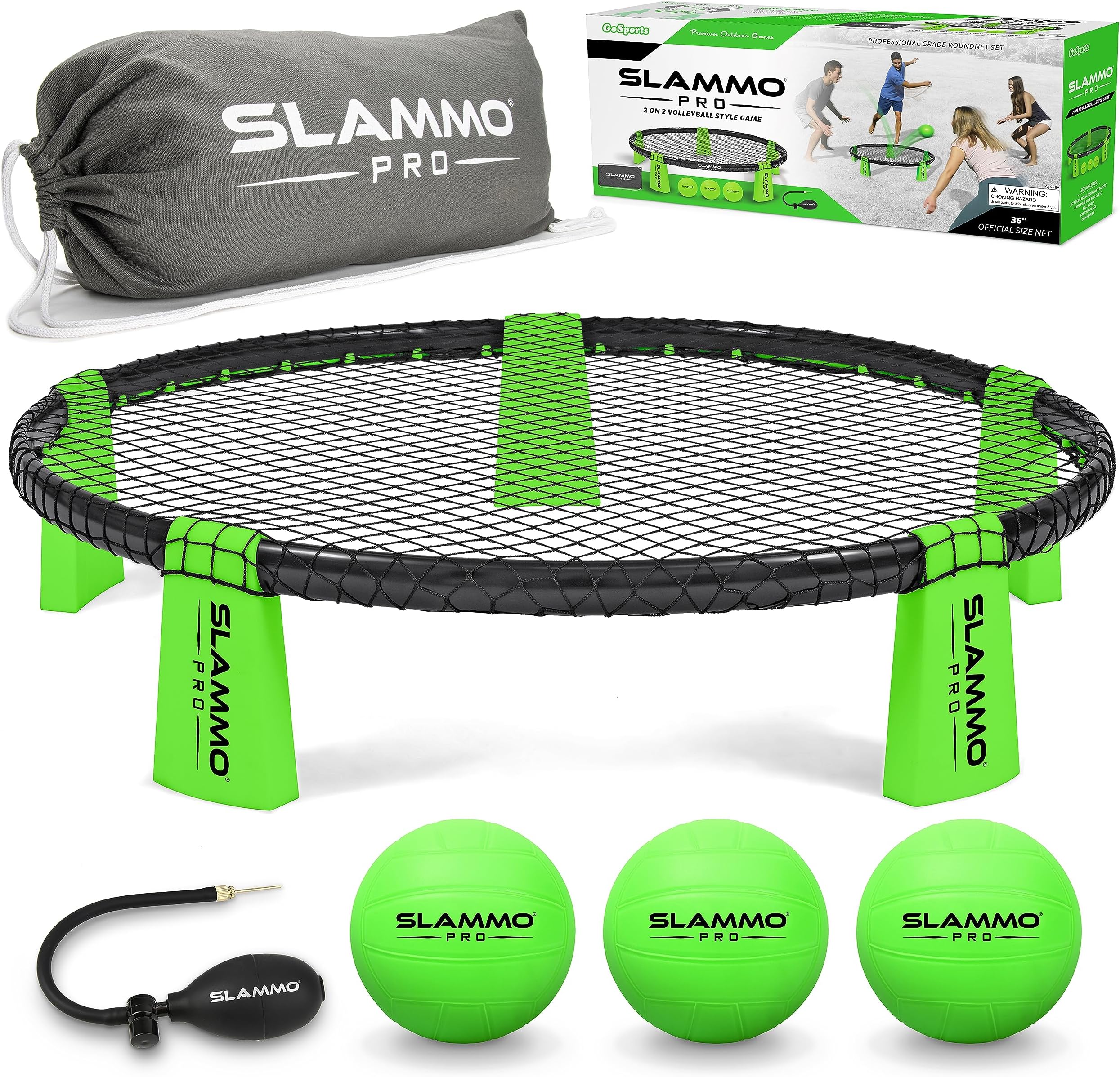 GoSports SLAMMO PRO Game Set, New and Improved PRO Set with 3 PRO Balls, Pump and Carrying Case