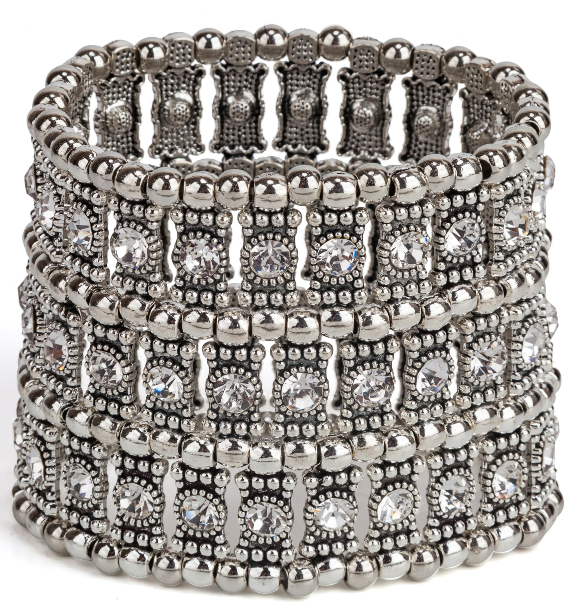 SPUNKYsoul Antique Gold or Silver Crystal Boho Stretch Bracelet for Women Wedding Bridal Collection