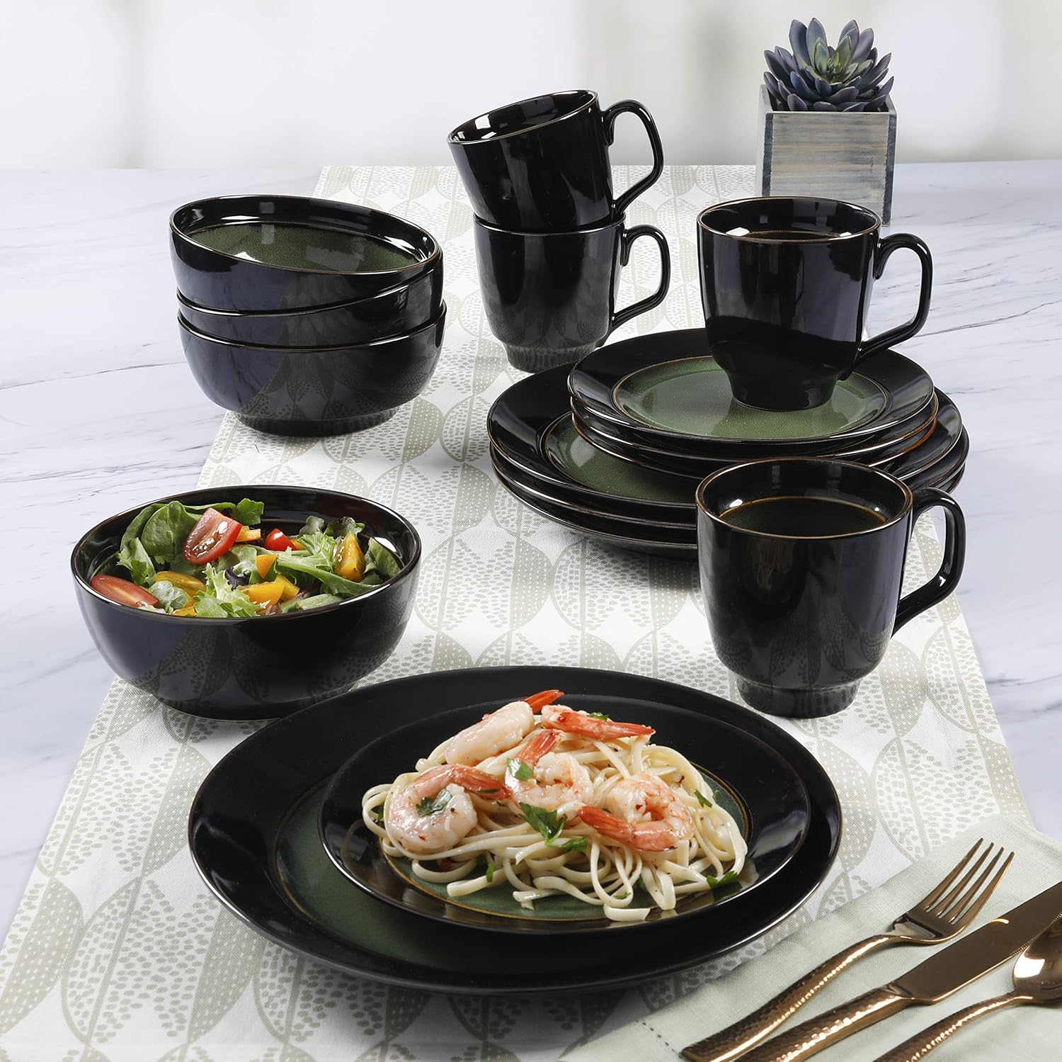  | Gibson Elite Bella Galleria 16 Piece Dinnerware Set, Green: Dinnerware Sets