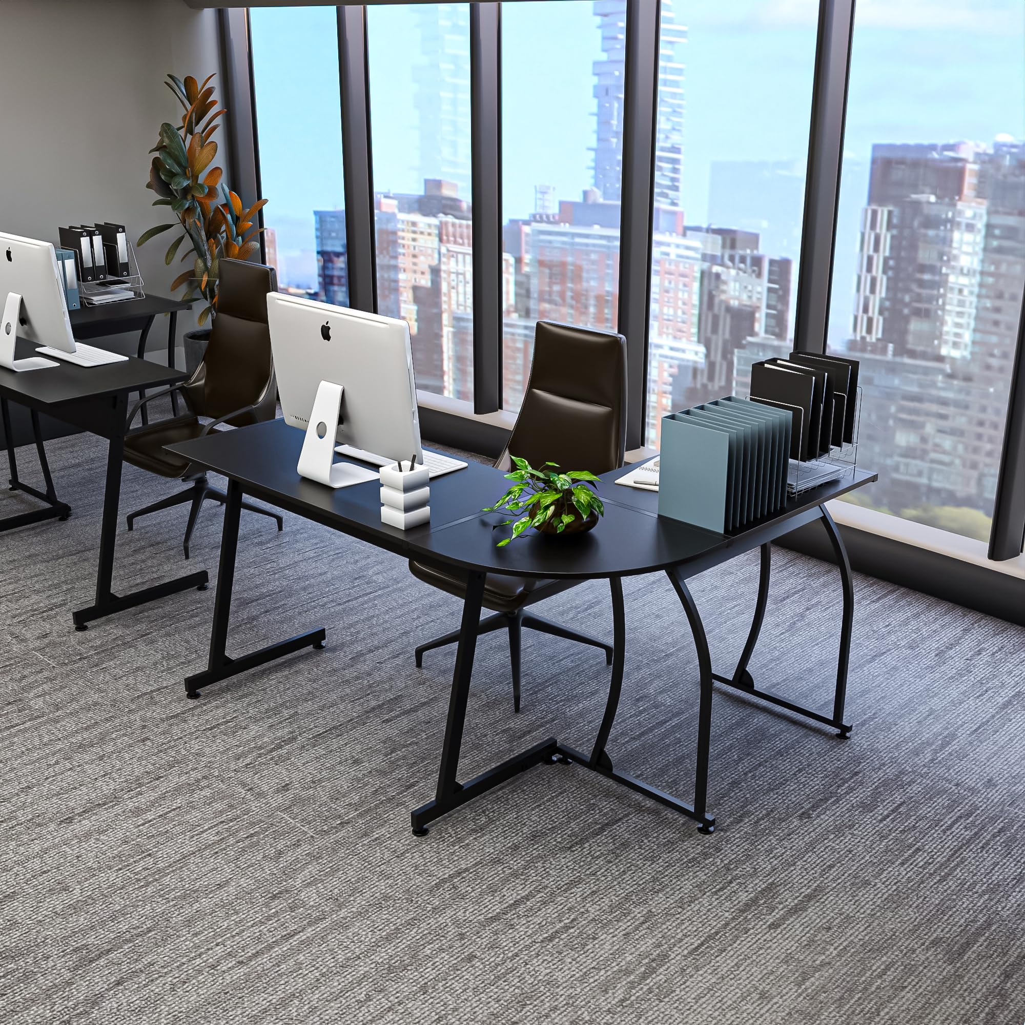 ZENY 58'' L-Shaped Gaming Desk Computer Corner Desk Reversible Table Home Office Desk PC Workstation Study Writing Desk Wood & Steel