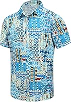 Vista 18 de SheLucki - Camisa hawaiana para hombre, unisex, de manga corta, con botones, para la playa y el verano, ropa casual estampada con sombra de palmas