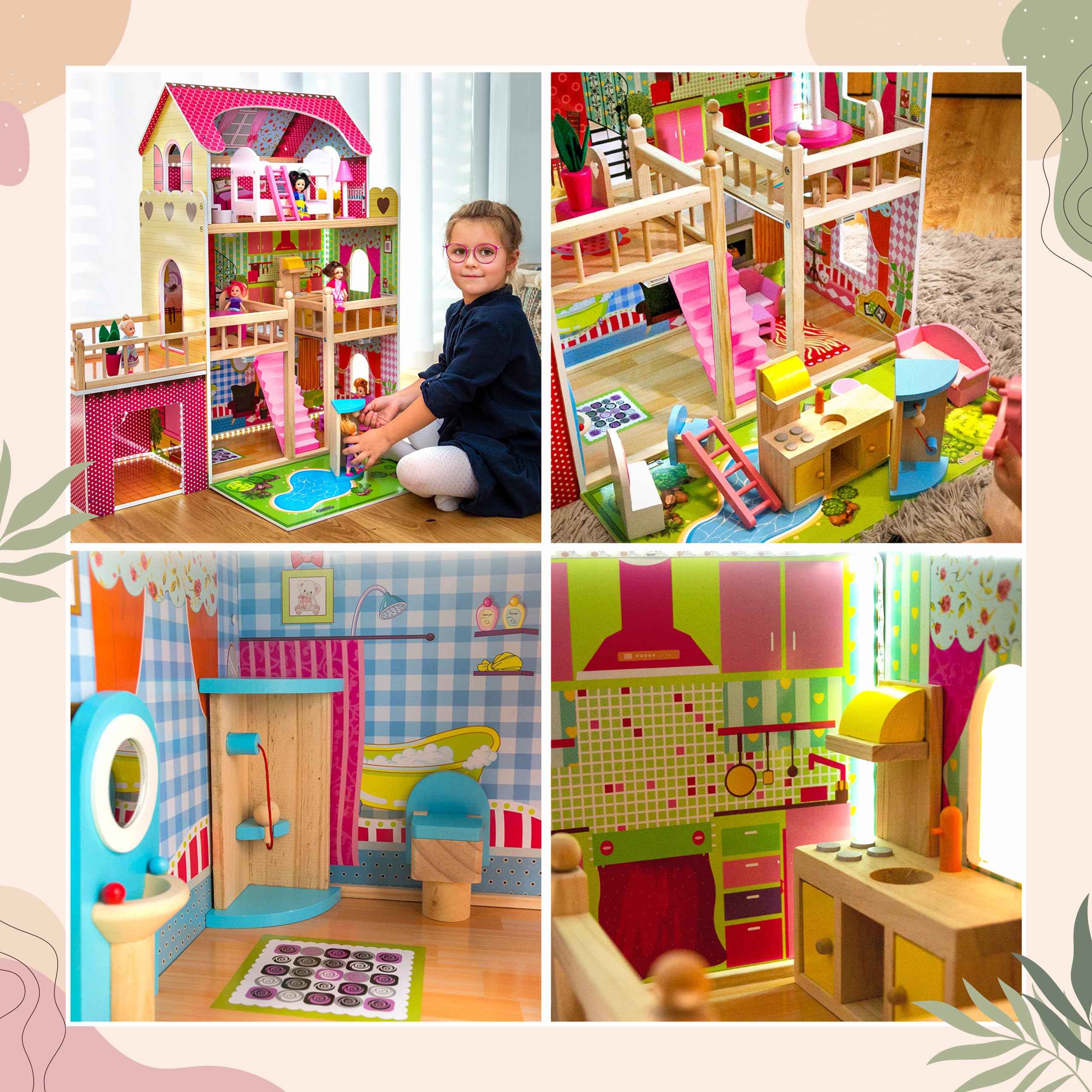 Kinderplay Gs0020 Drewniany Domek Dla Lalek