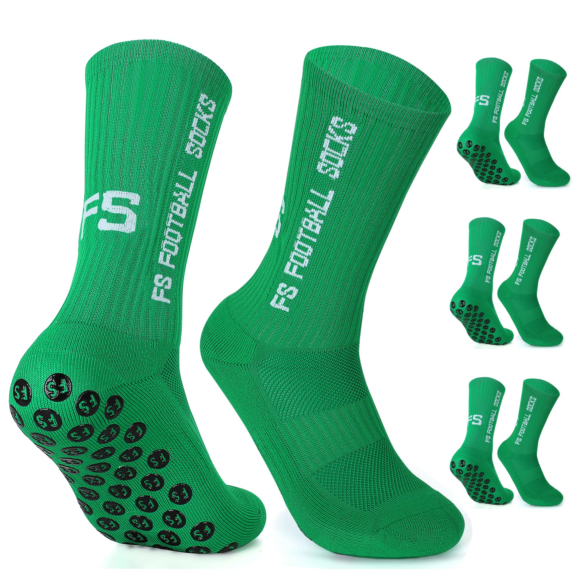 Gohanny Calze Calcio Antiscivolo Pacco da 3 Grip Socks Calcio, 35-39 39-46, Pettinato al 75%, Traspirante ed Elastico, Football Socks per Uomo Donna-Unisex Adulto