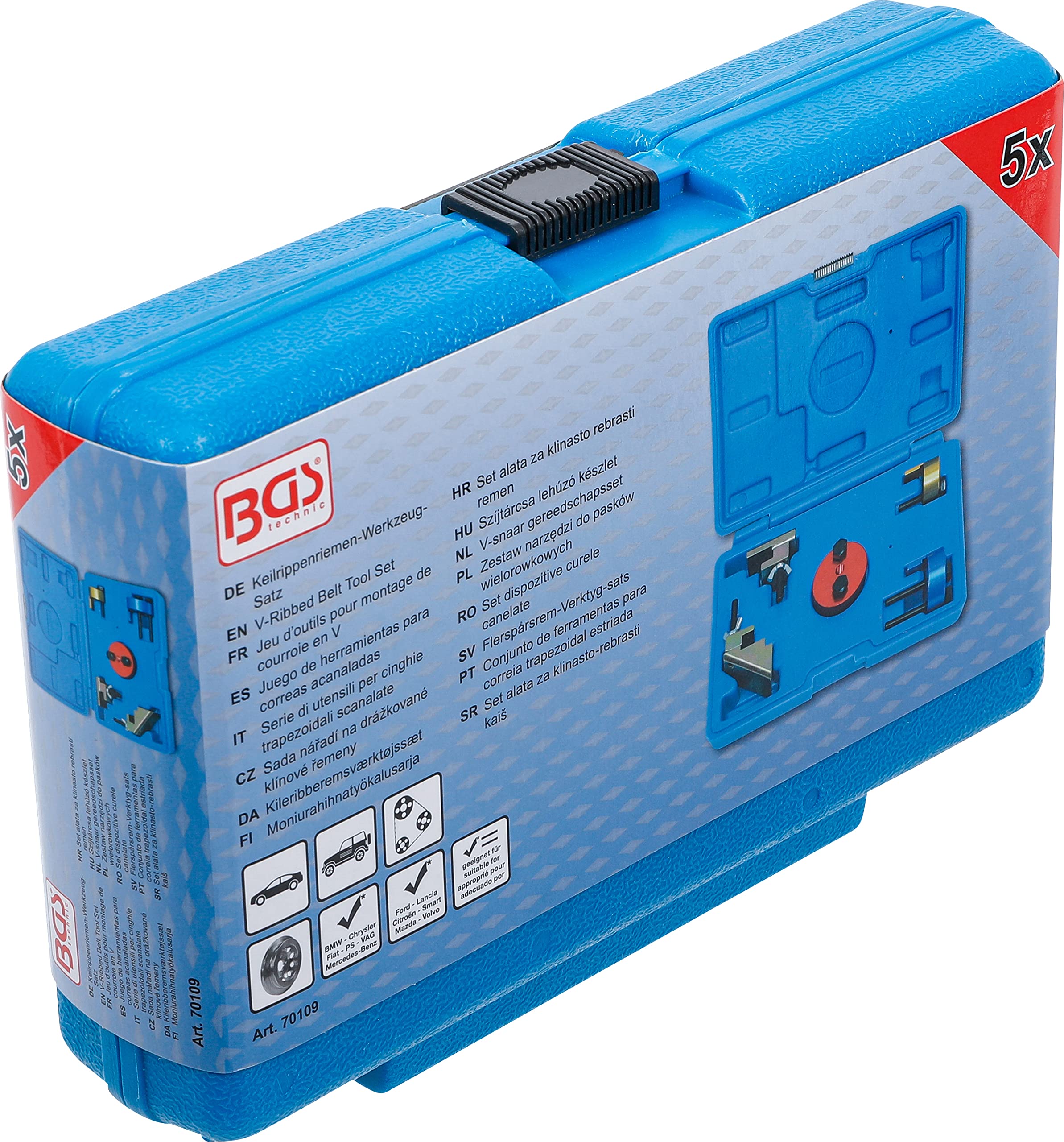 Jeu D'Outils BGS 70109 Pour Courroies Trapézoïdales - 5 Pièces Pour Montage/Démontage Facile